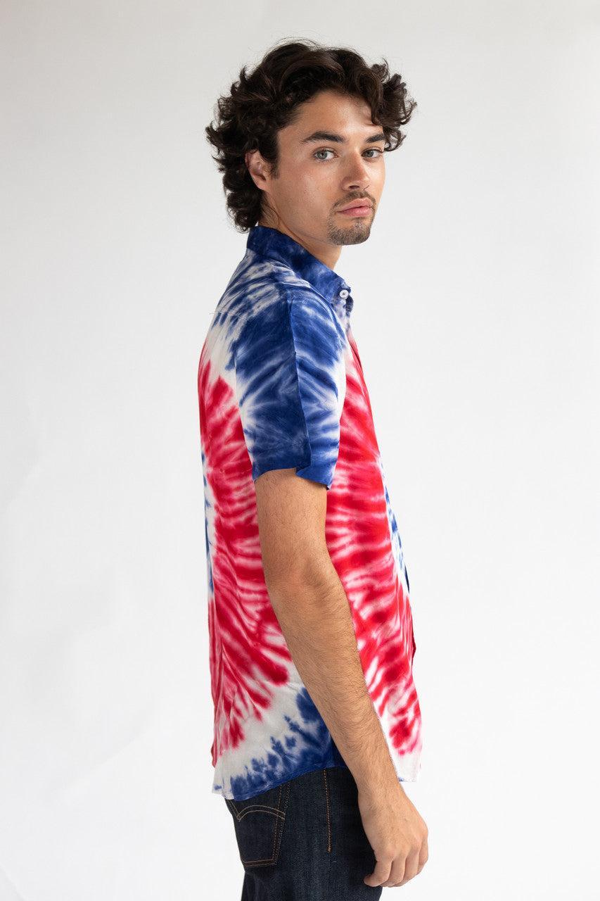 Rayon Tie Dye Button Up Shirt Product Image