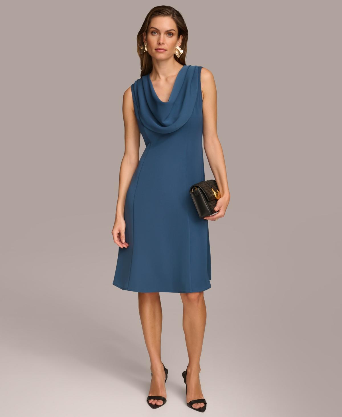 Donna Karan Womens Cowlneck A-Line Dress Product Image