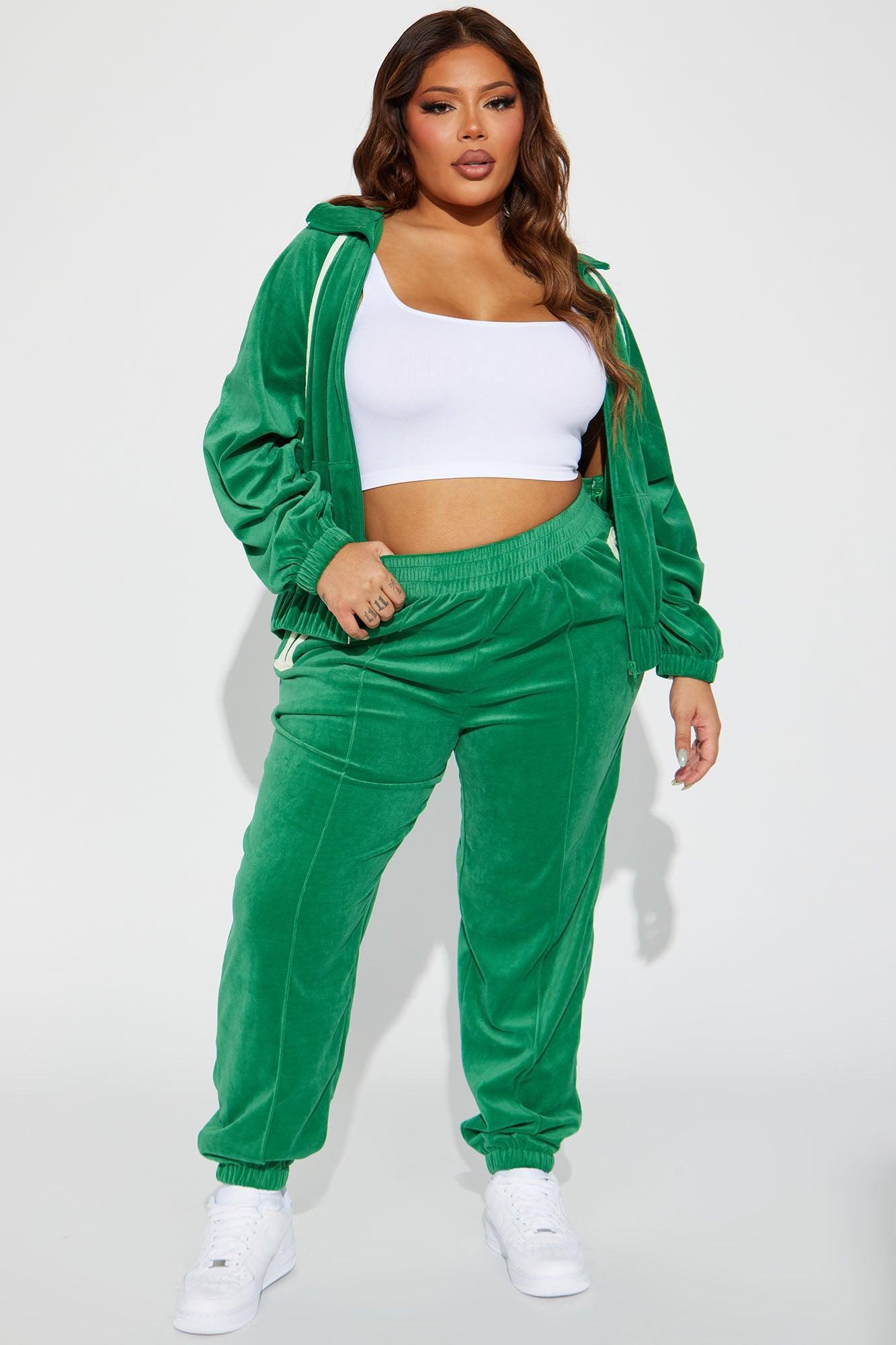 Old School Velour Jogger Set - Green Product Image