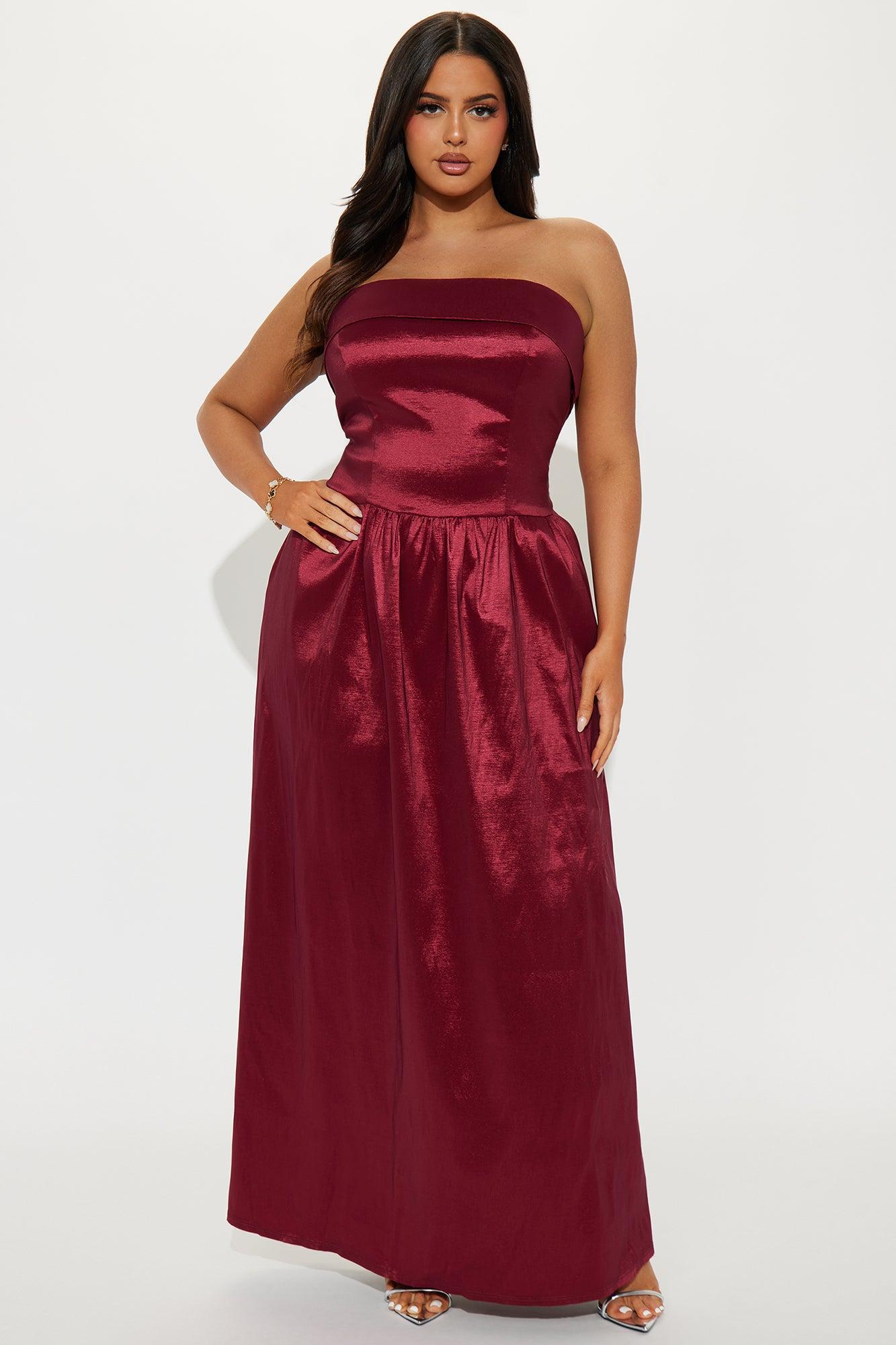 Aubrey A Line Maxi Dress - Wine Product Image
