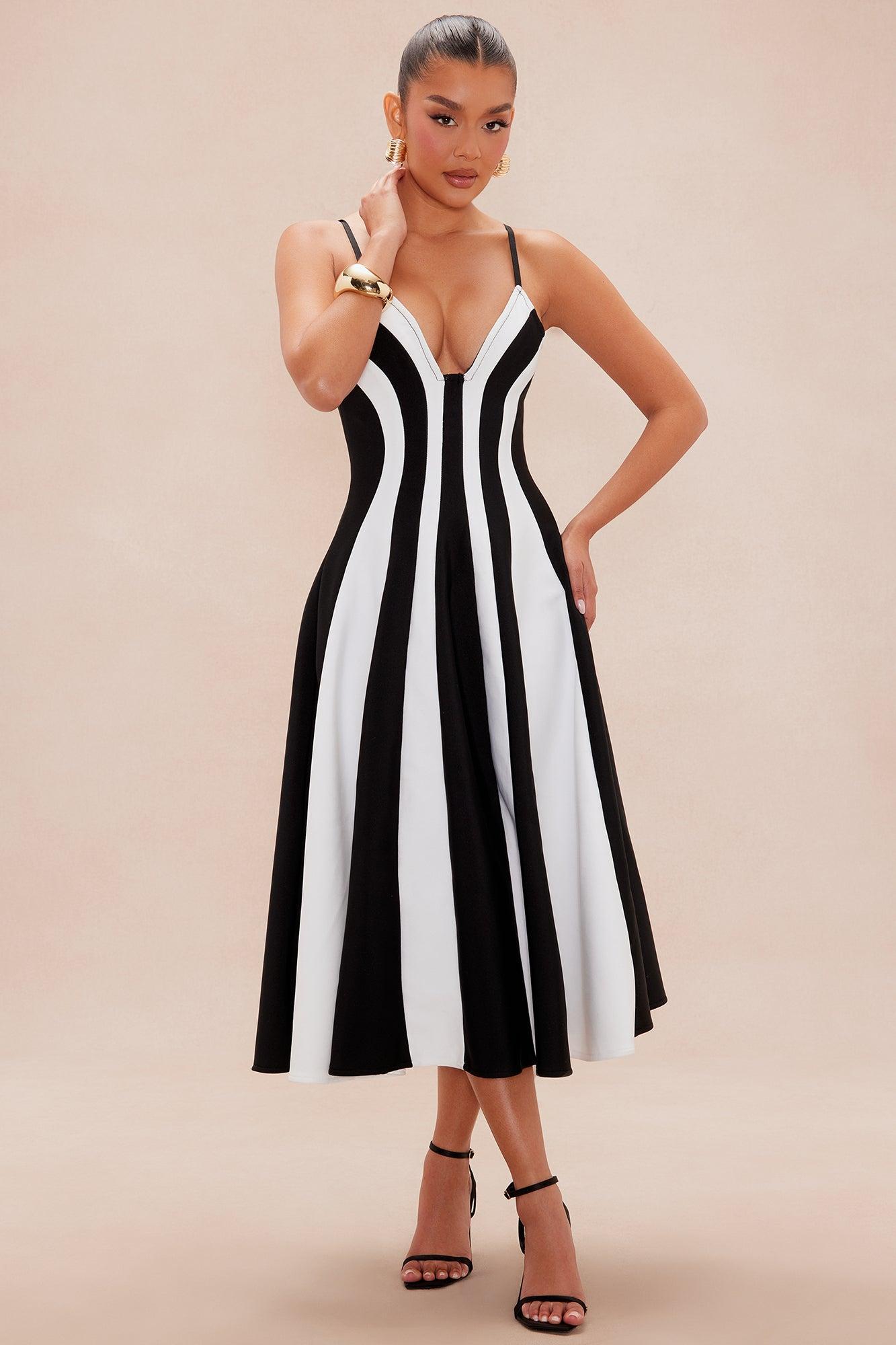 Diana Bandage Maxi Dress - Black/White Product Image