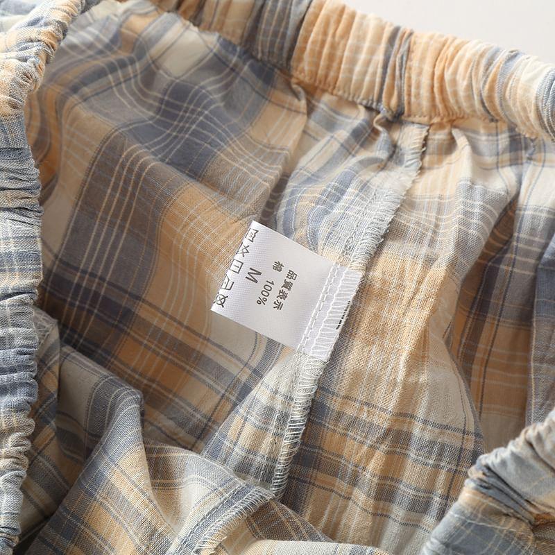 Drawstring Waist Plaid Lounge Pants Product Image
