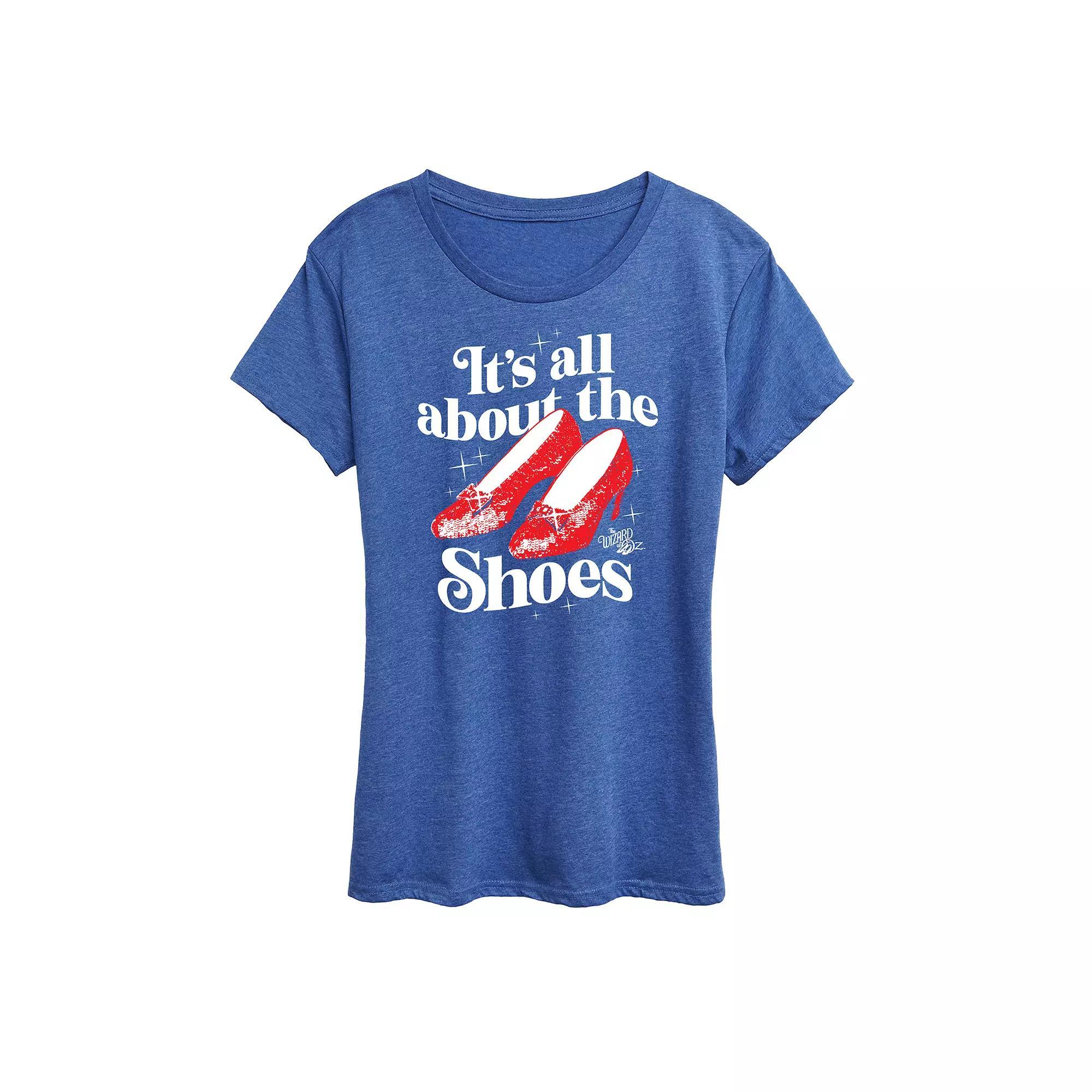 Women's Wizard Of Oz Shoes Graphic Tee, Size: Large, Grey Blue Product Image