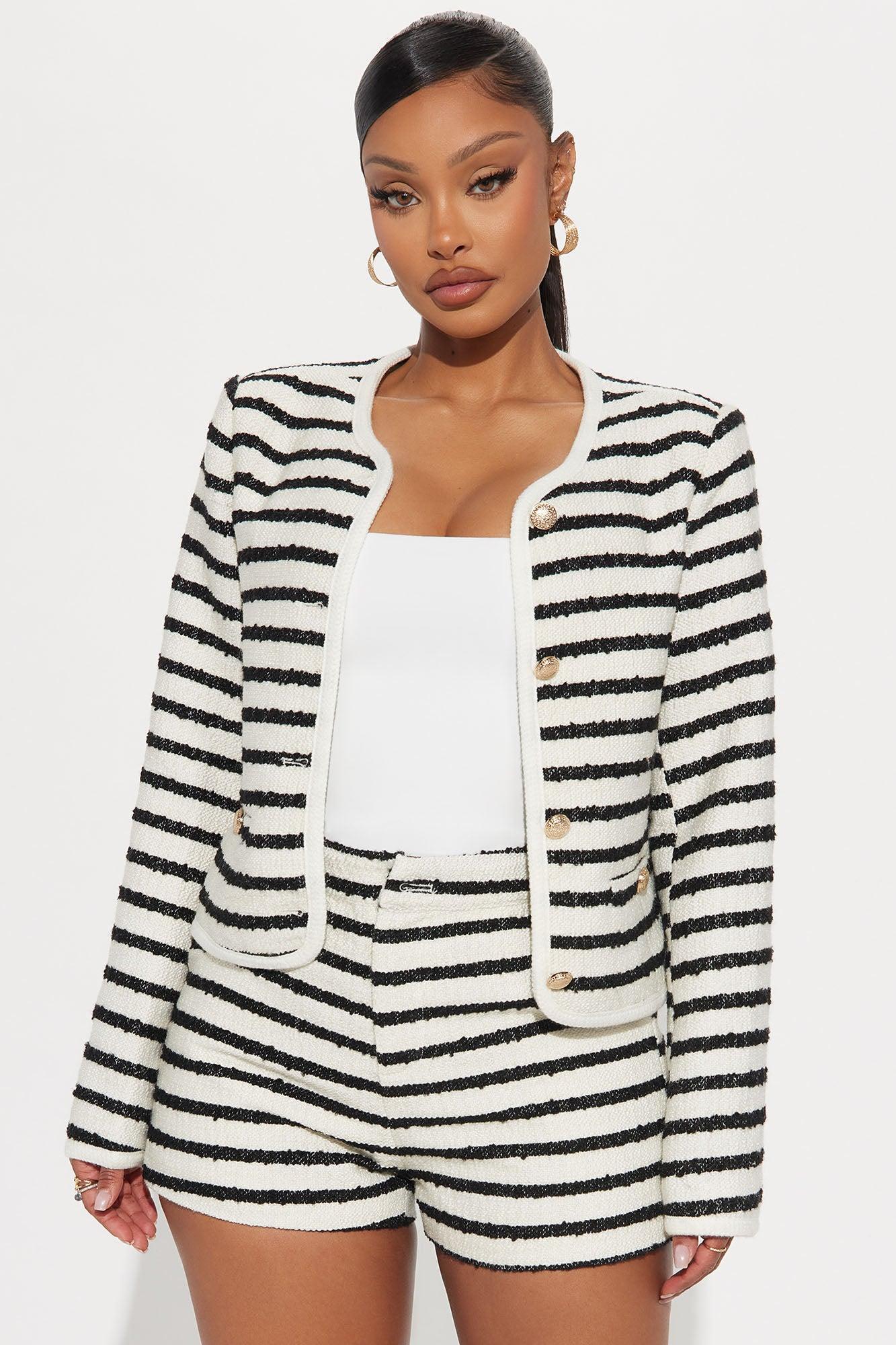 Money Moves Tweed Blazer - Black/White Product Image