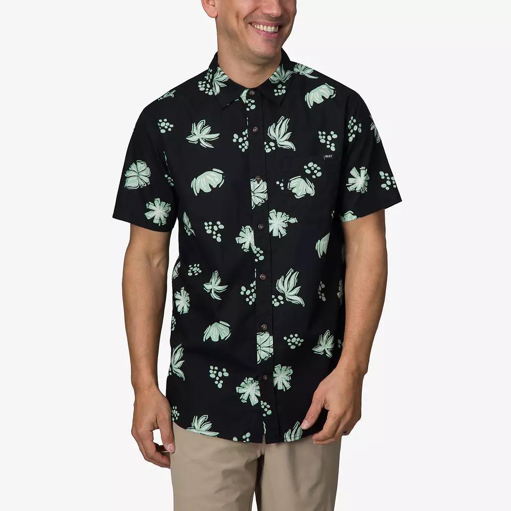 Men's REEF Short Sleeve Button-Down Shirt, Size: XL, Black Product Image