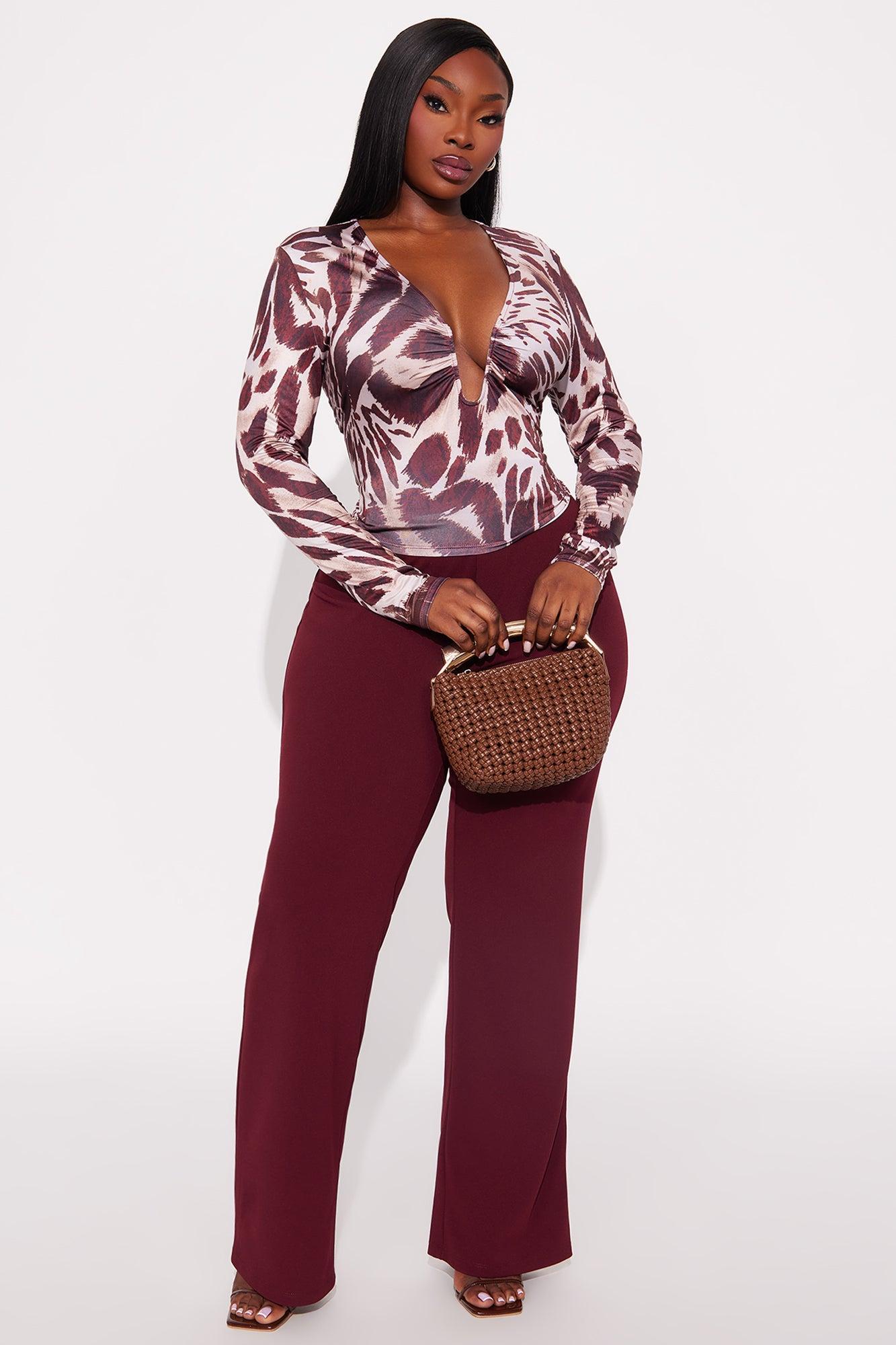 Coco Ruched Long Sleeve Top - Brown/combo Product Image