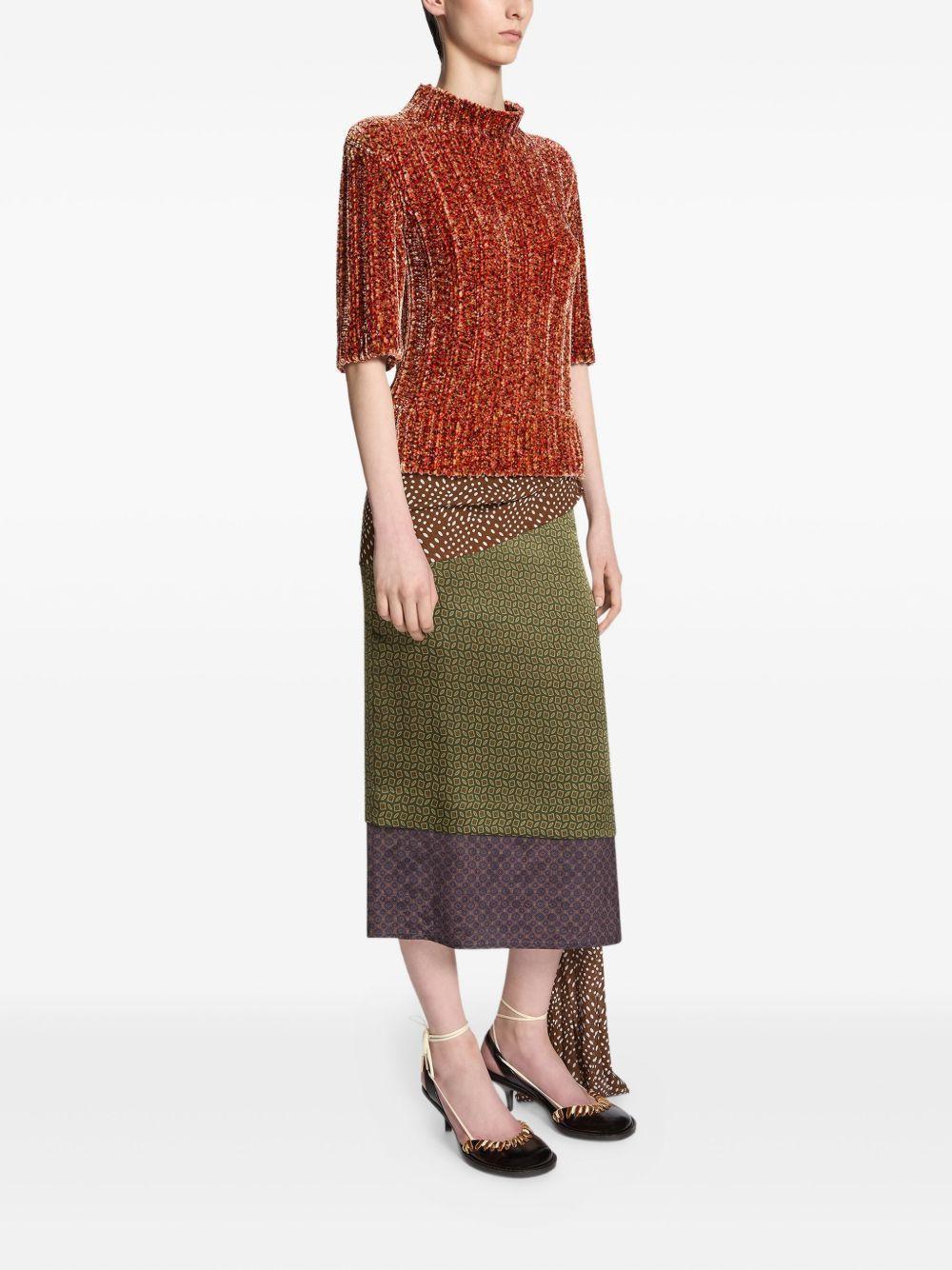 draped silk-satin midi skirt Product Image