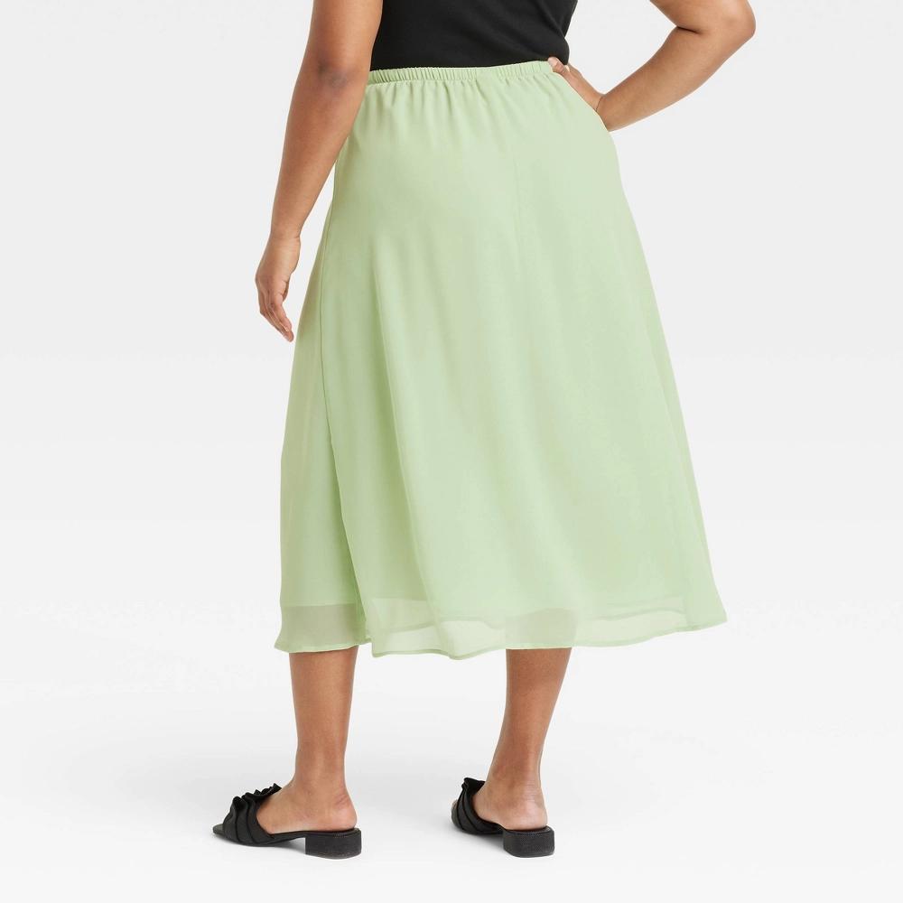 Women's Sheer Maxi A-Line Skirt - A New Day™ 1X: Recycled Polyester, Lightweight, High Rise, Full Elastic Waistband Product Image