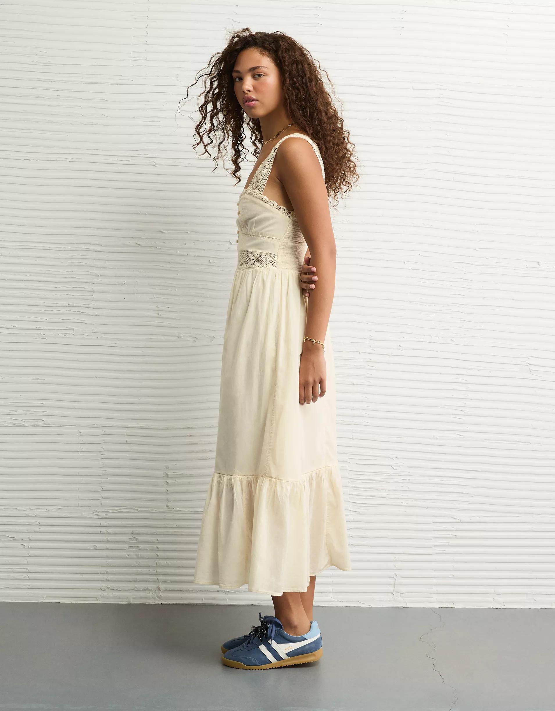 AE Catie Corset Crochet Midi Dress Product Image