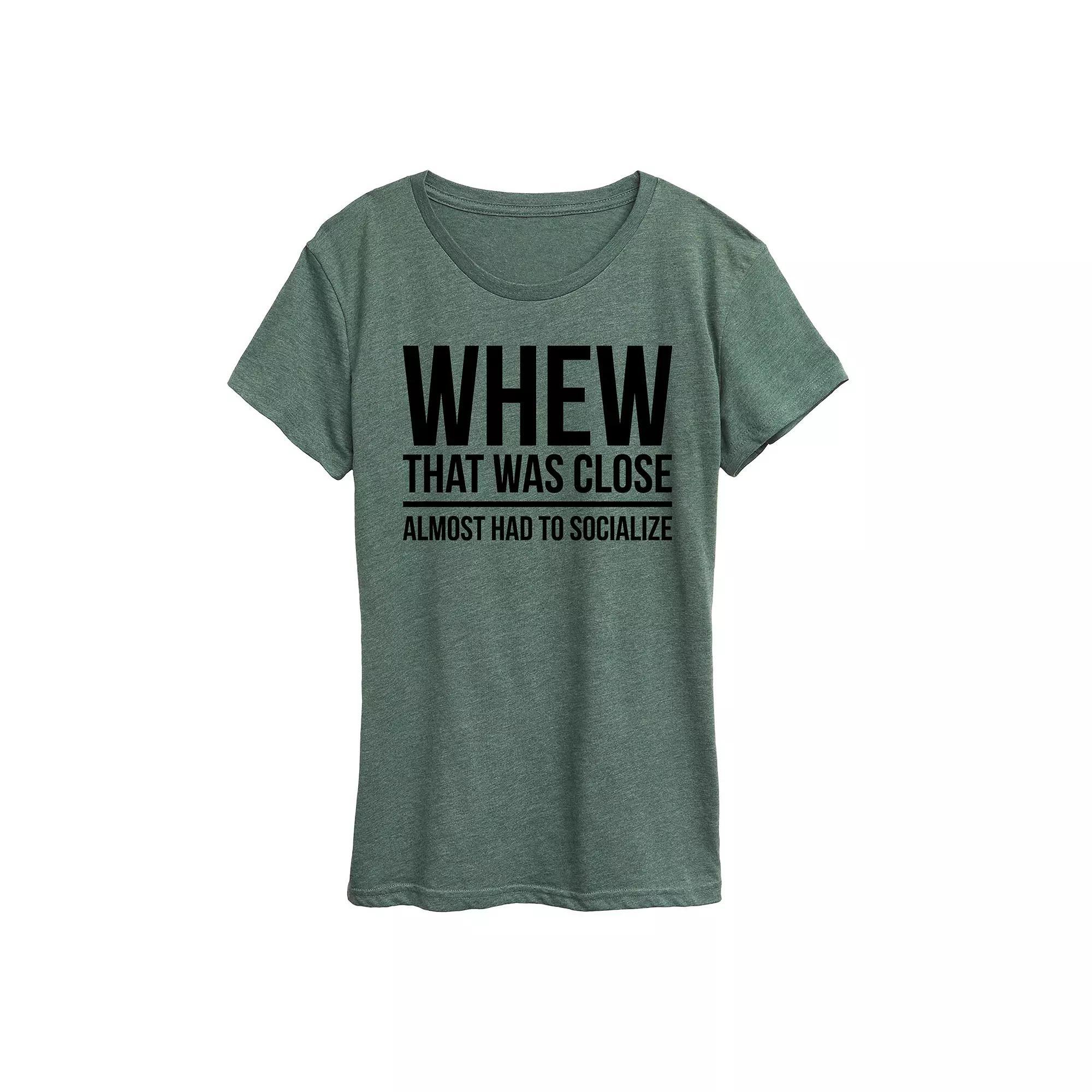 Womens Almost Had To Socialize Graphic Tee Grey Gray Product Image