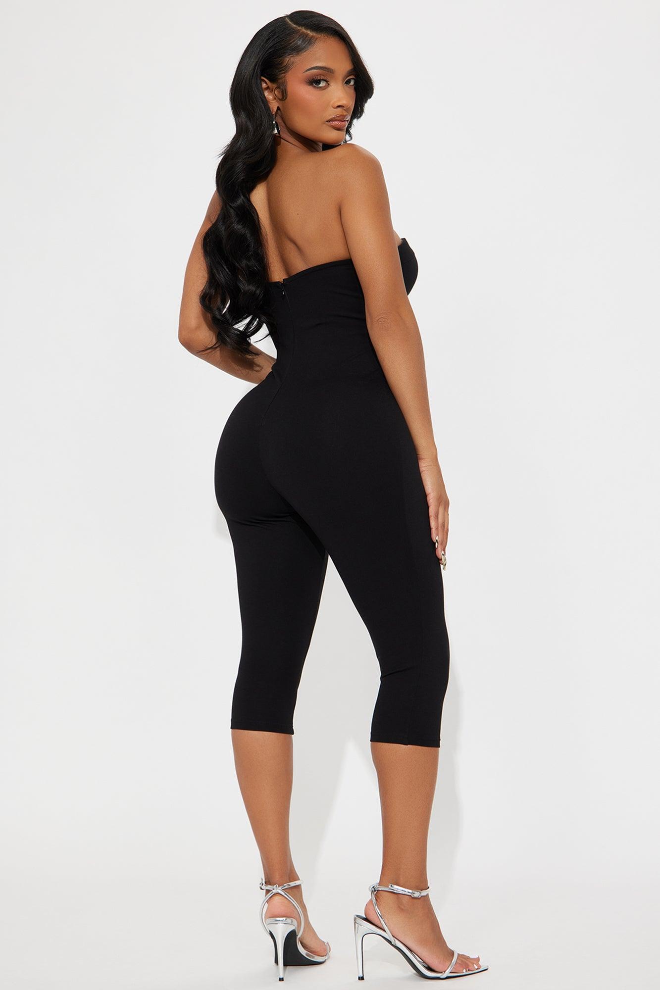 Modern Muse Strapless Capri Jumpsuit - Black Product Image