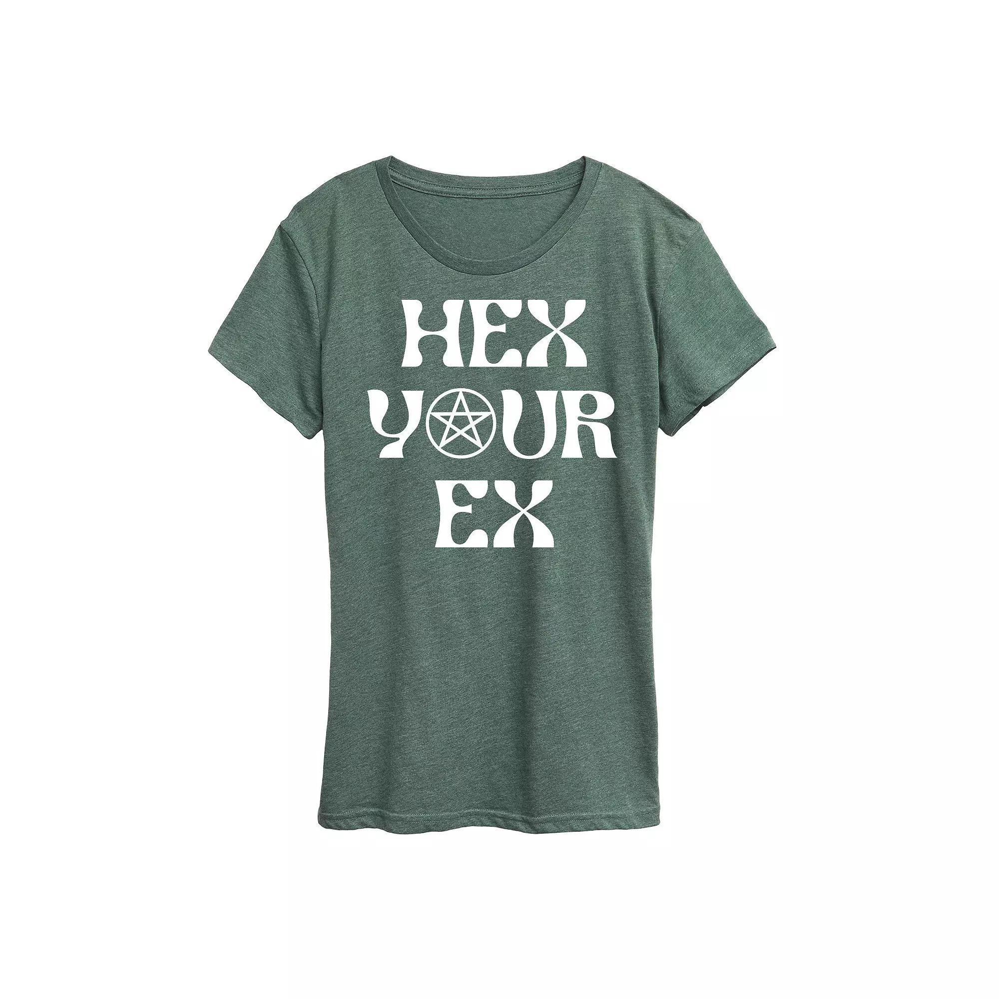 Womens Hex Your Ex Graphic Tee Grey Green Product Image