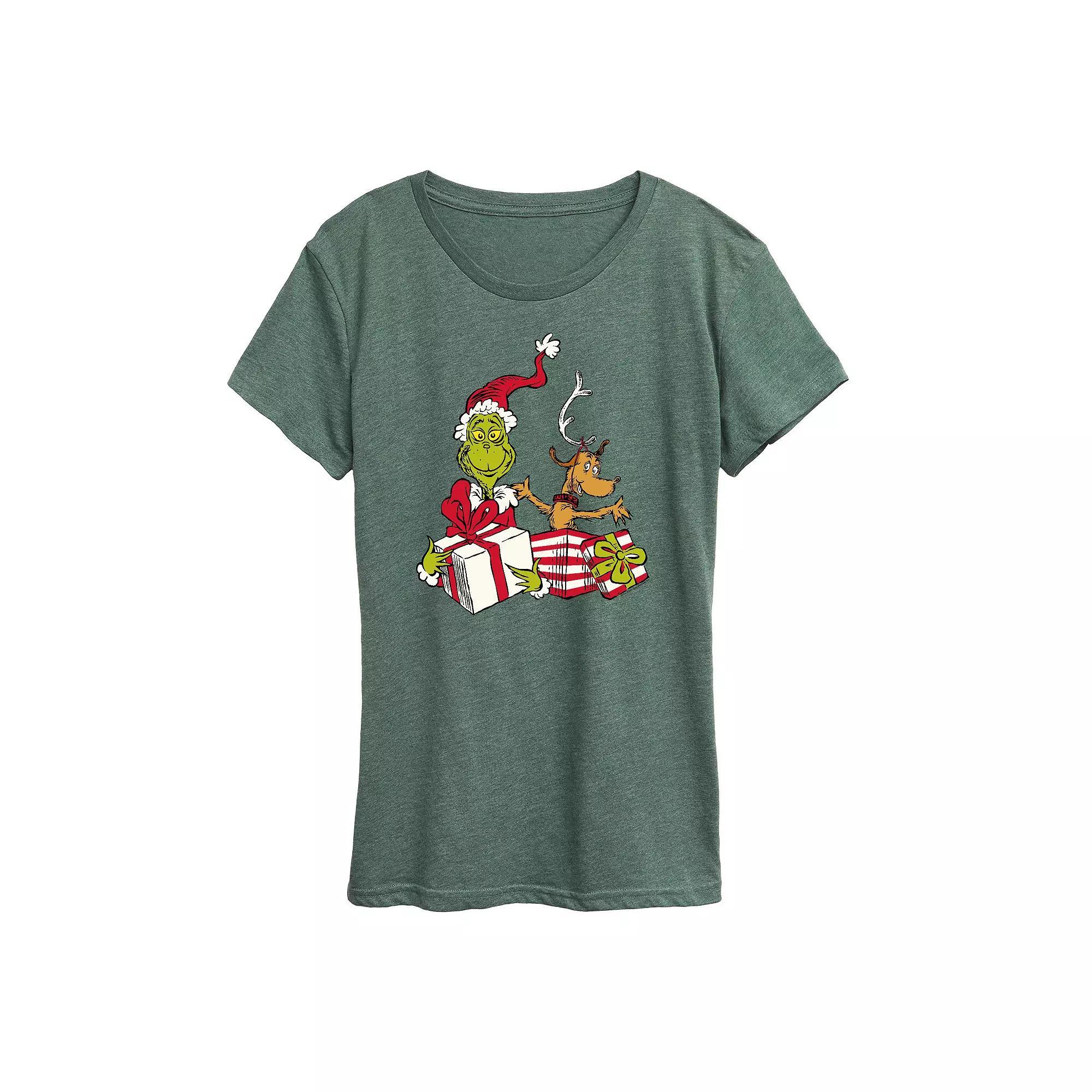 Women's Dr. Seuss The Grinch Max and Grinch Graphic Tee, Girl's, Size: XXL, Grey Gray Product Image