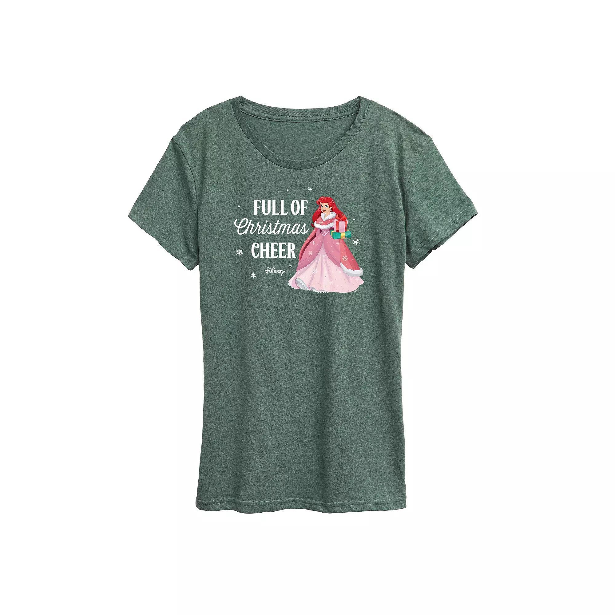 Disney Princess Ariel Women's "Full Of Christmas Cheer" Graphic Tee, Girl's, Size: Medium, Blue Product Image