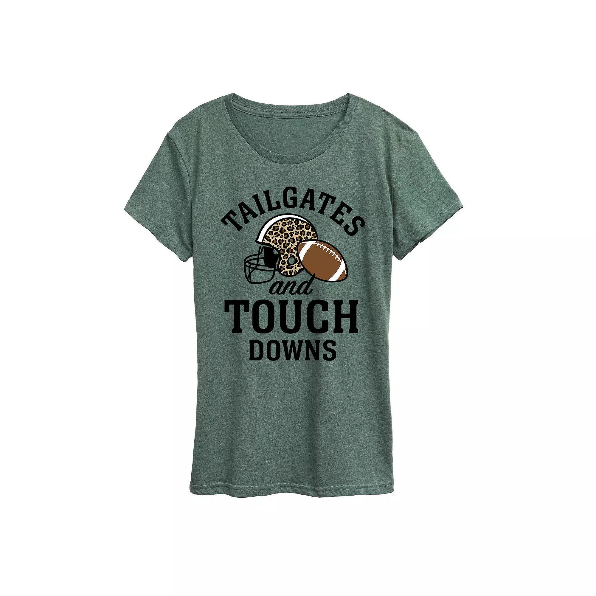 Womens Tailgates Touchdowns Graphic Tee, Girls Grey Green Product Image