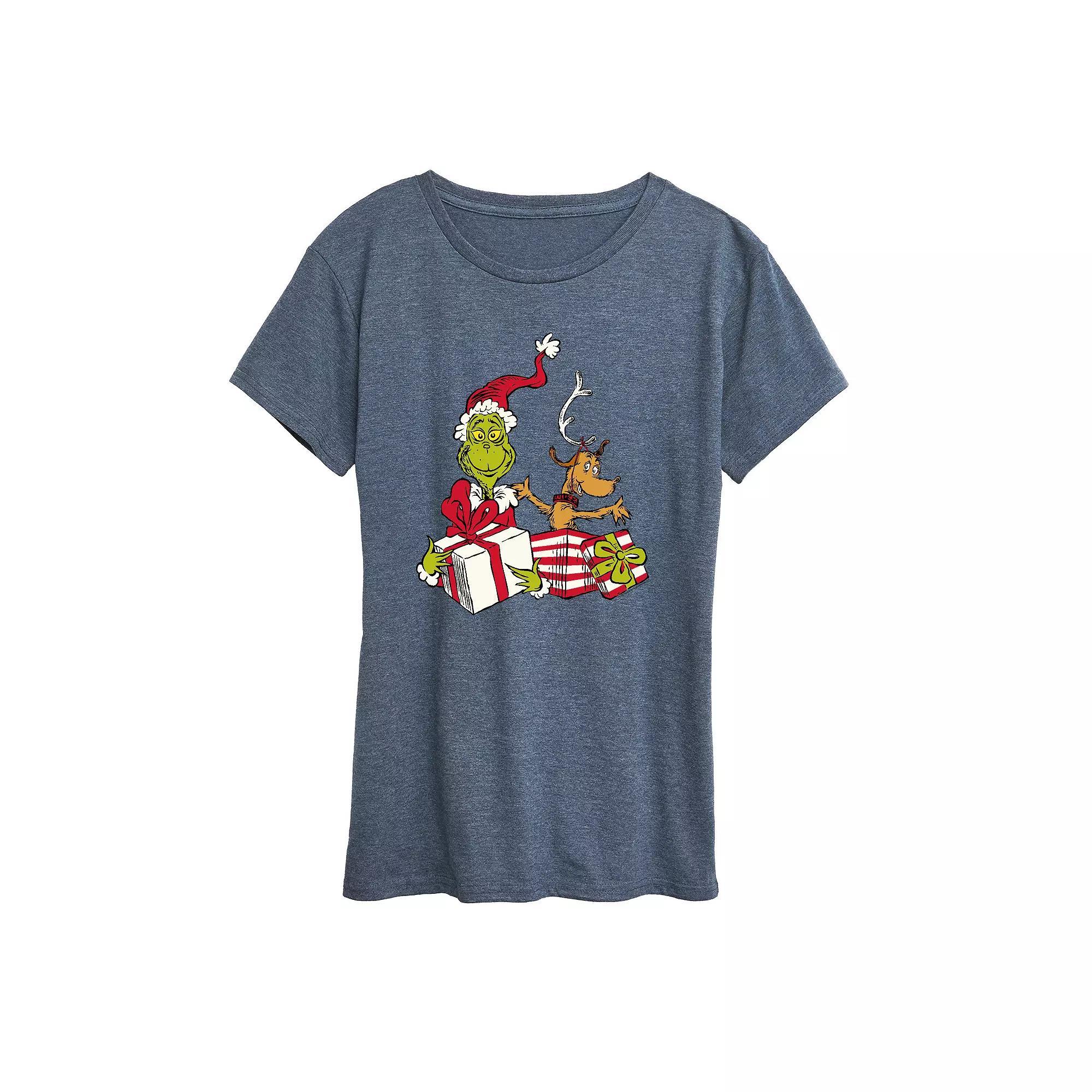 Women's Barbie® Logo Winter Stars Graphic Tee, Girl's, Size: Large, Heather Grey Product Image