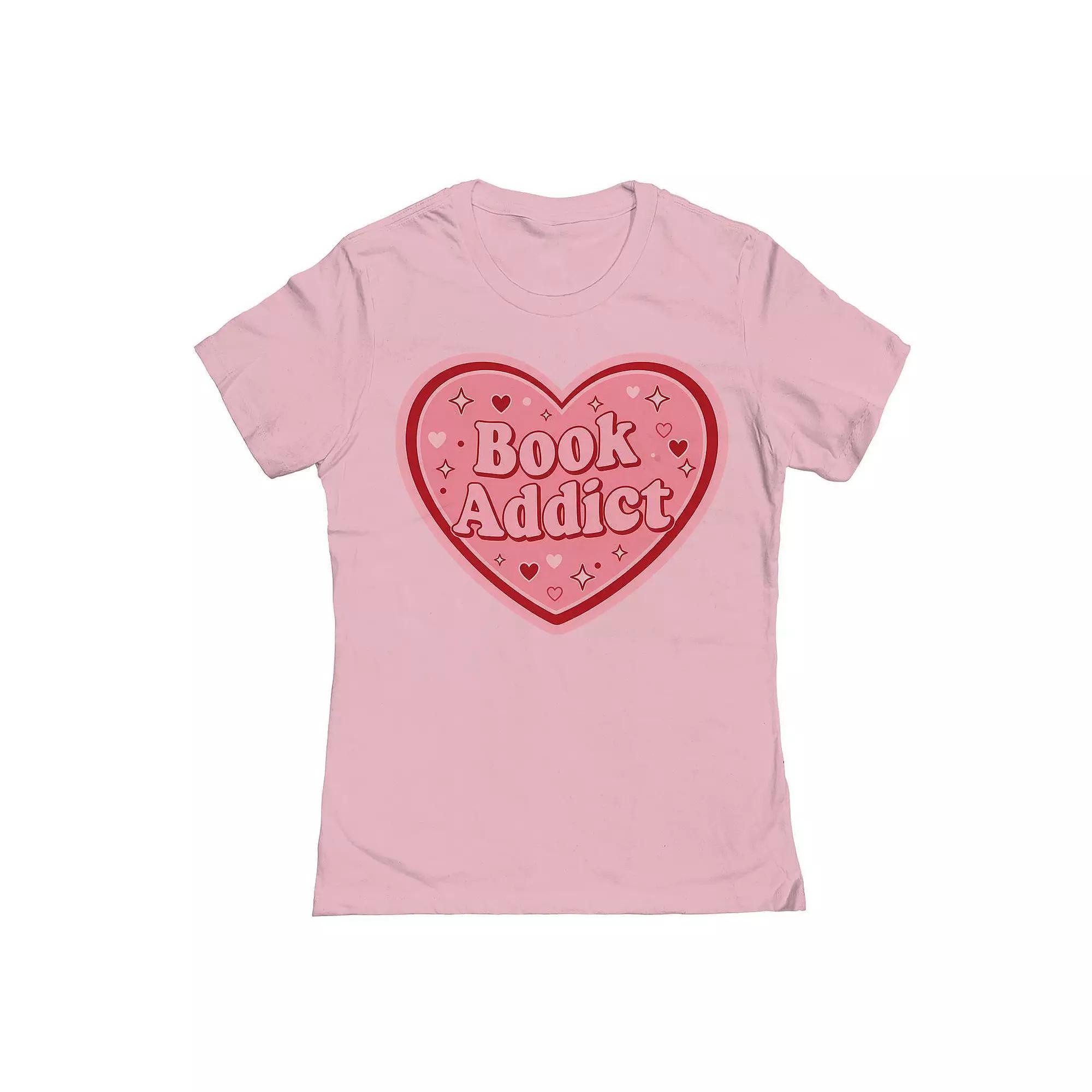 Junior's Book Addict Graphic Tee, Women's, Size: Small, Light Pink Product Image