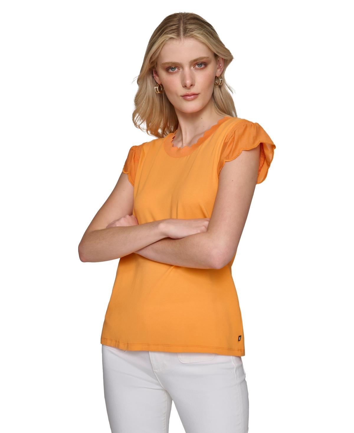 Karl Lagerfeld Paris Womens Ruffle-Trim Sleeveless Top Product Image