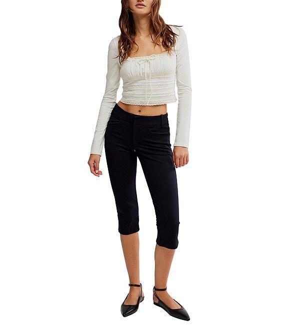 Free People Scarlet Smocked Square Neck Long Sleeve Cropped Top Product Image
