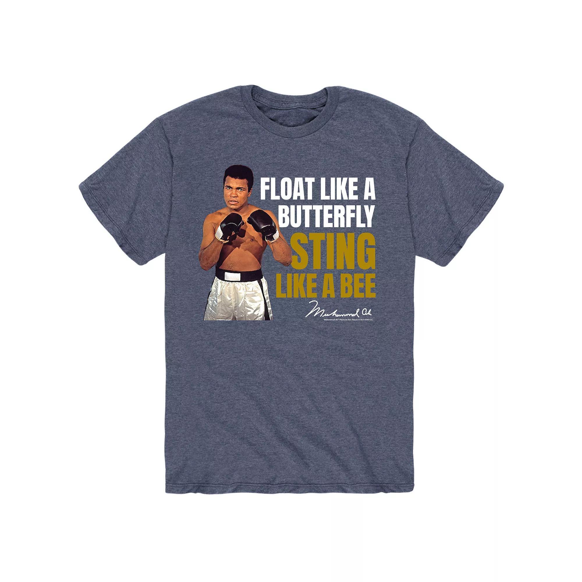 Mens Ali Float Like A Butterfly Tee Grey Blue Product Image