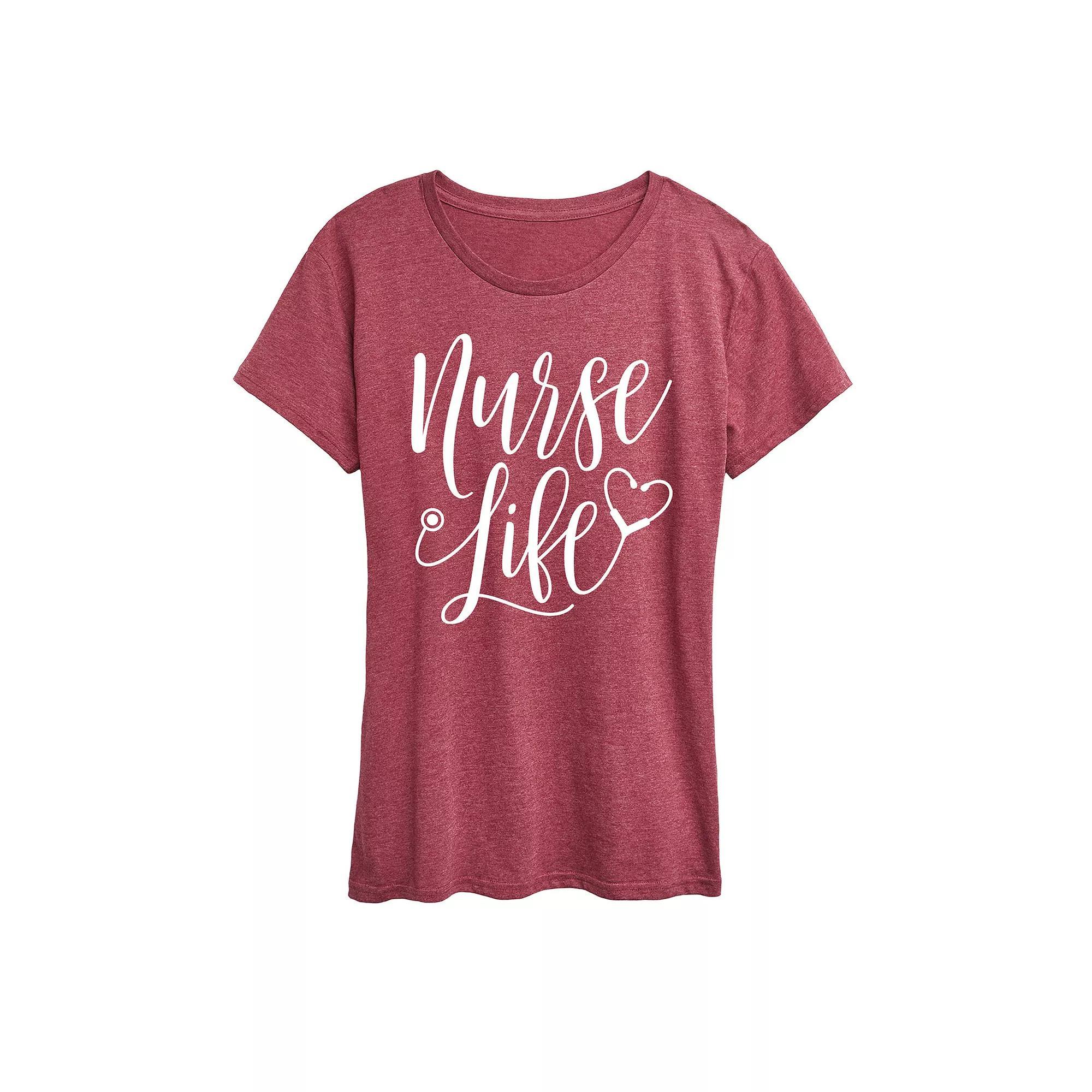Womens Nurse Life Graphic Tee, Girls Grey Wine Product Image