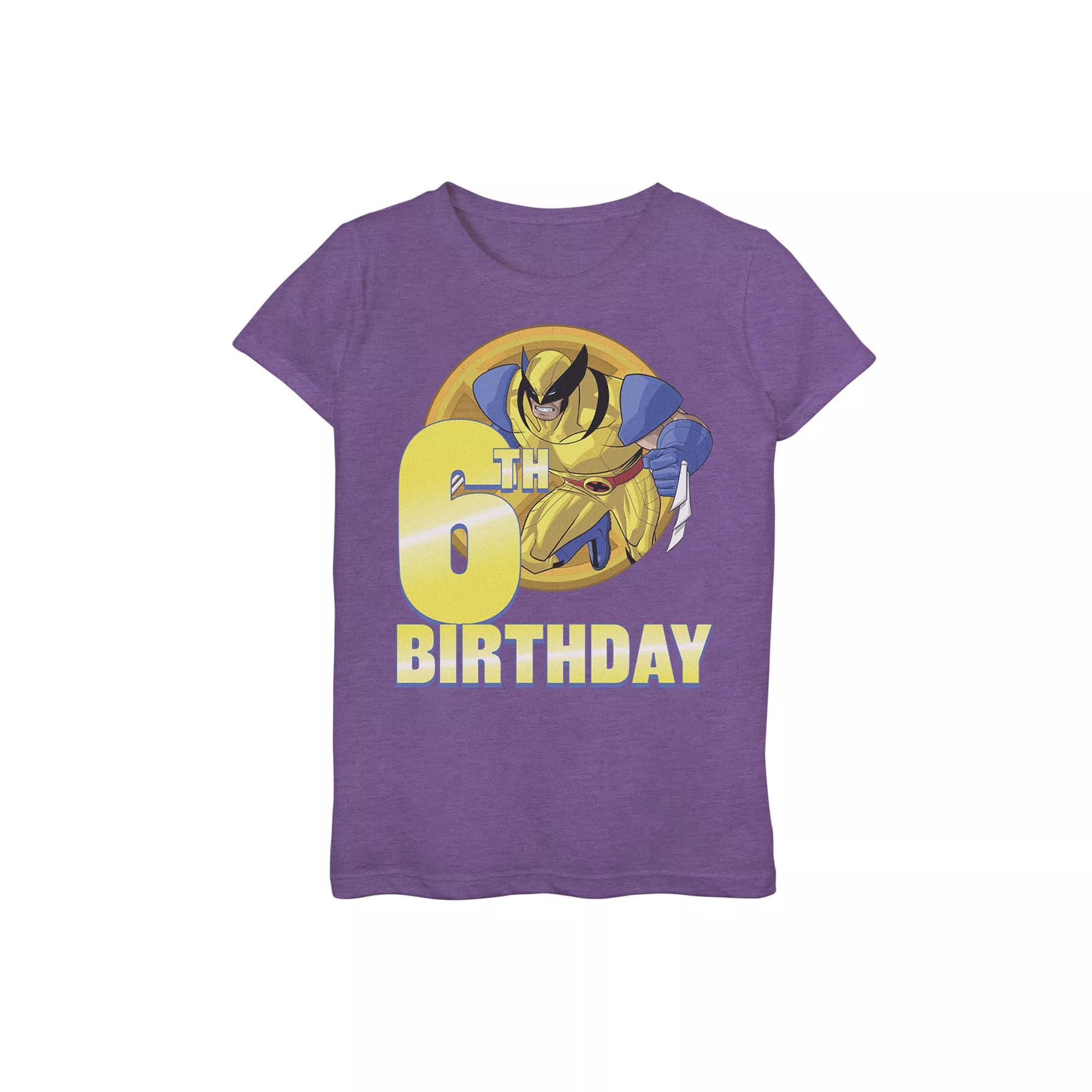 Girls 7-16 Marvel X-Men Wolverine 6th Birthday Badge Graphic Tee, Girl's, Size: Small, Purple Grey Product Image