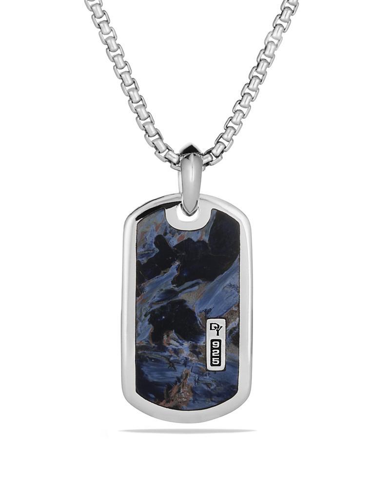 David Yurman Mens Streamline Beveled Tag in Sterling Silver with Pietersite, 35mm Product Image
