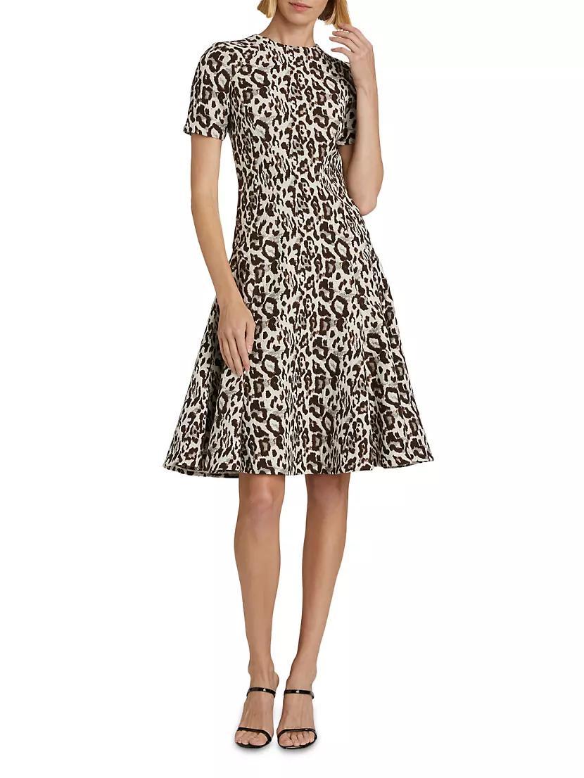 Leopard Jacquard Fit & Flare Dress Product Image