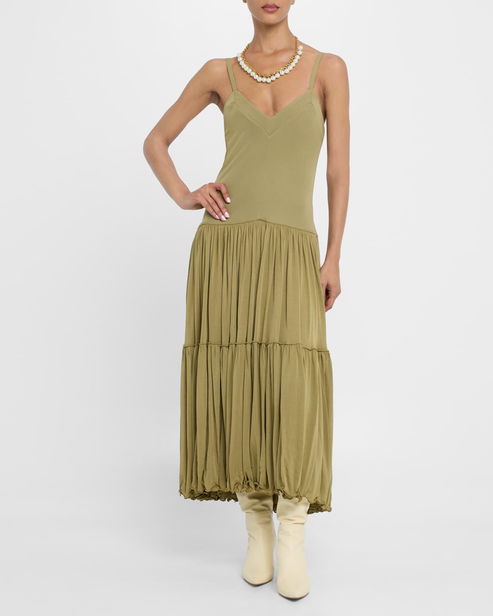 Sleeveless Drop-Waist Tiered Midi Dress Product Image