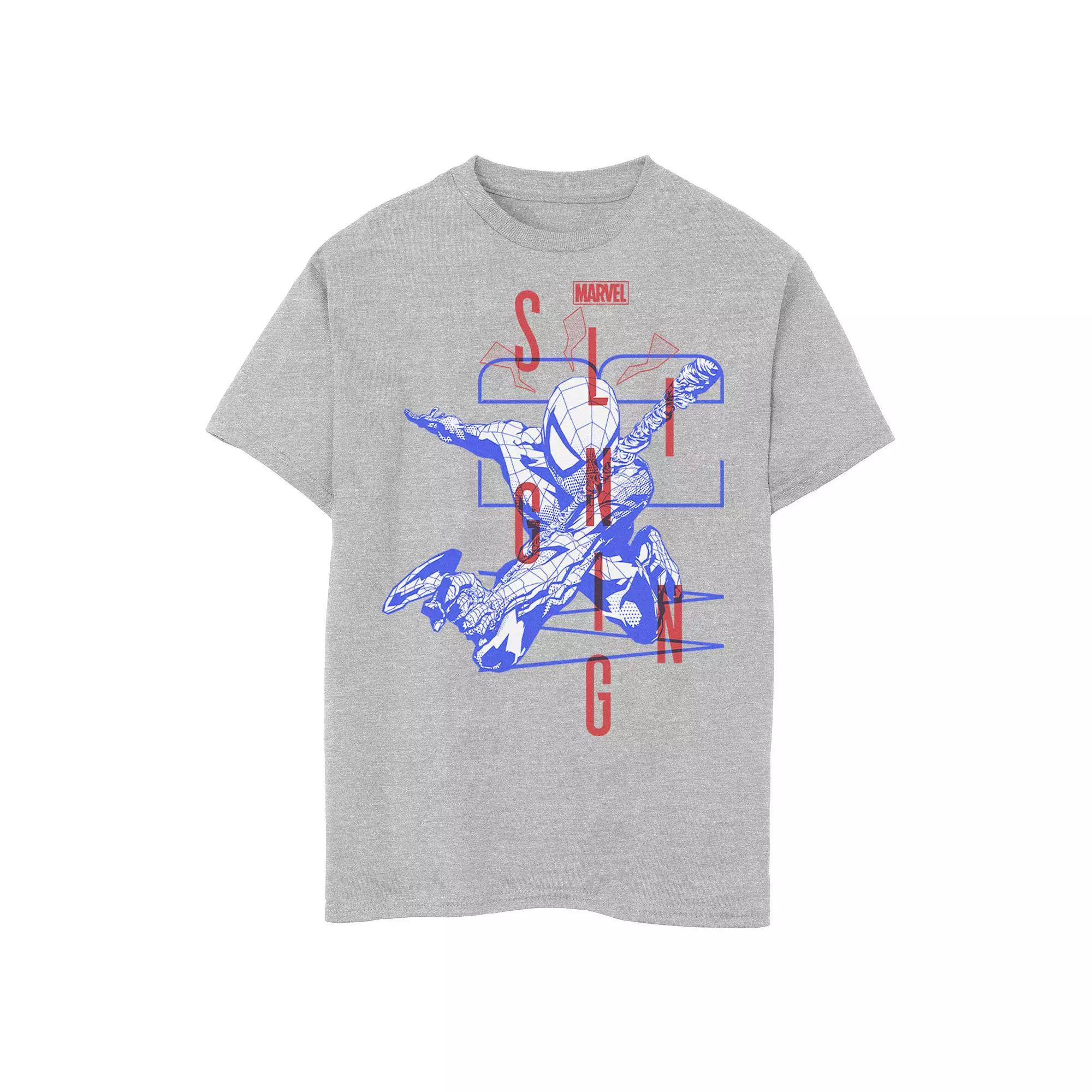 Boys 8-20 Marvel Spider-Man Bold Slinging Web Poster Graphic Tee, Boy's, Size: XL, Athletic Grey Product Image
