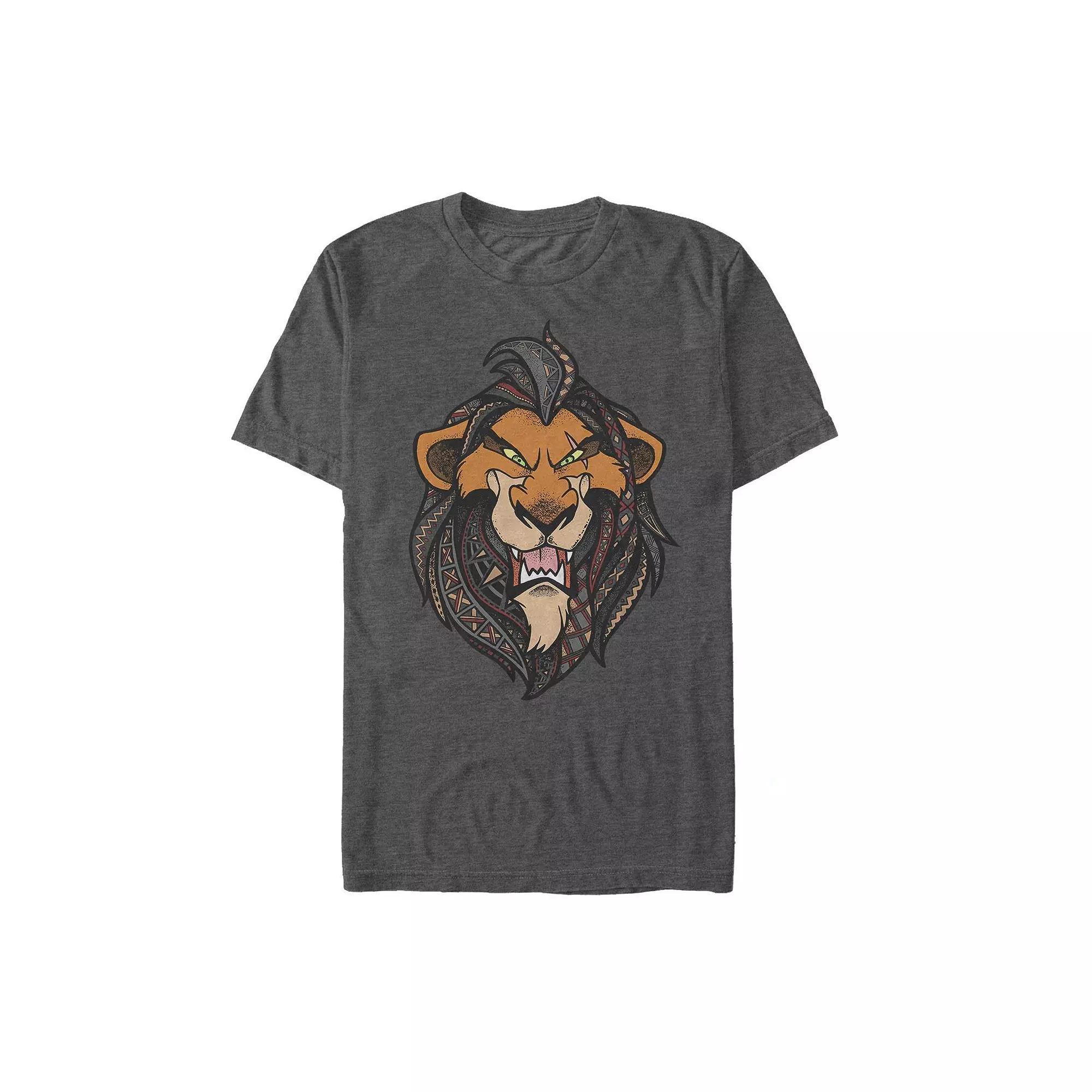 Disney's The Lion King Men's Patterned Scar Tee, Size: XL, Grey Heather Product Image