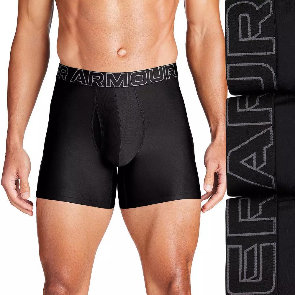 Men's Under Armour 3-pack Performance Tech 6-in. Boxer Briefs, Size: 4XL, Black Product Image