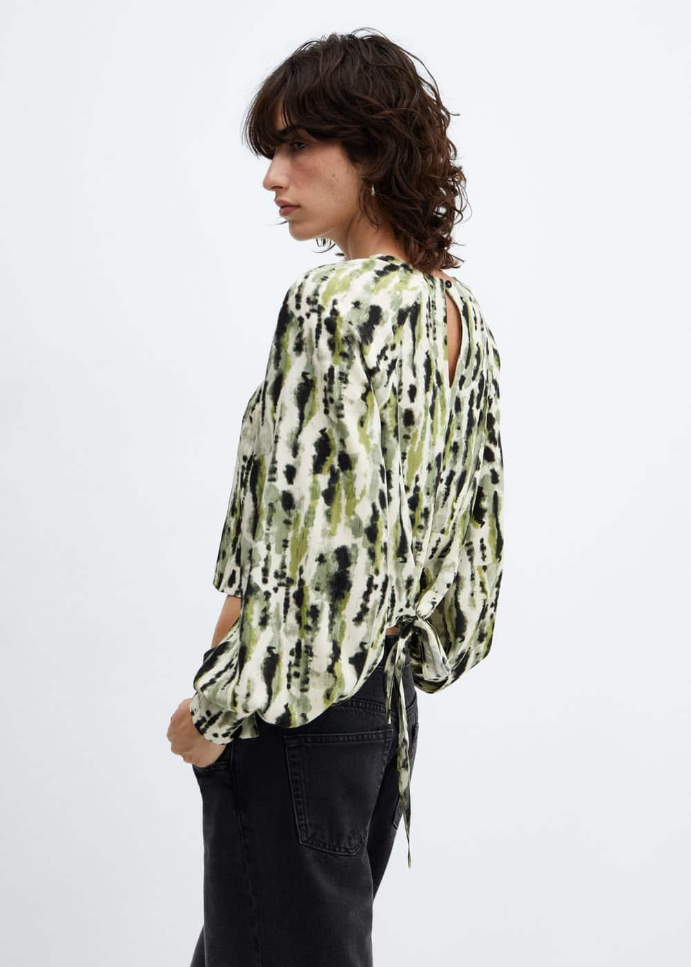 Mango Womens Bow Printed Blouse Product Image