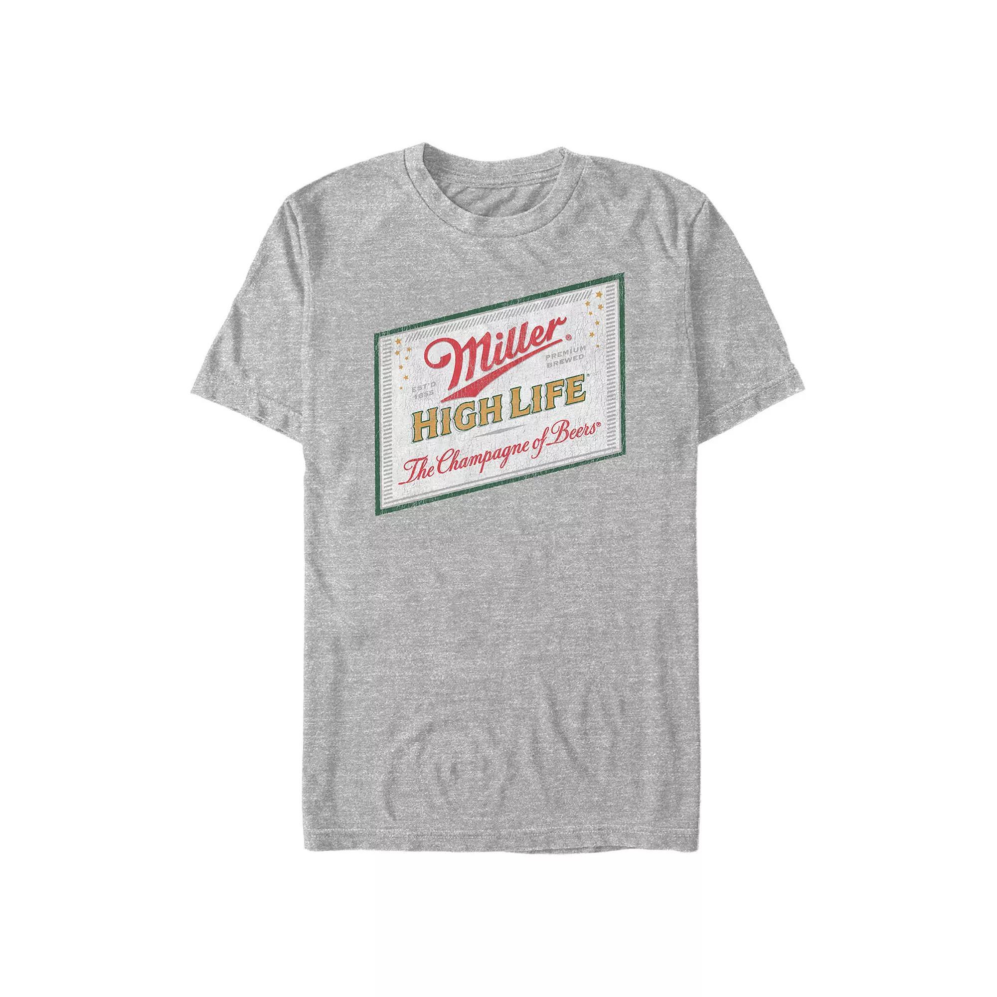 Men's Coors Light Miller High Life Label Graphic Tee, Size: Small, Athletic Grey Product Image