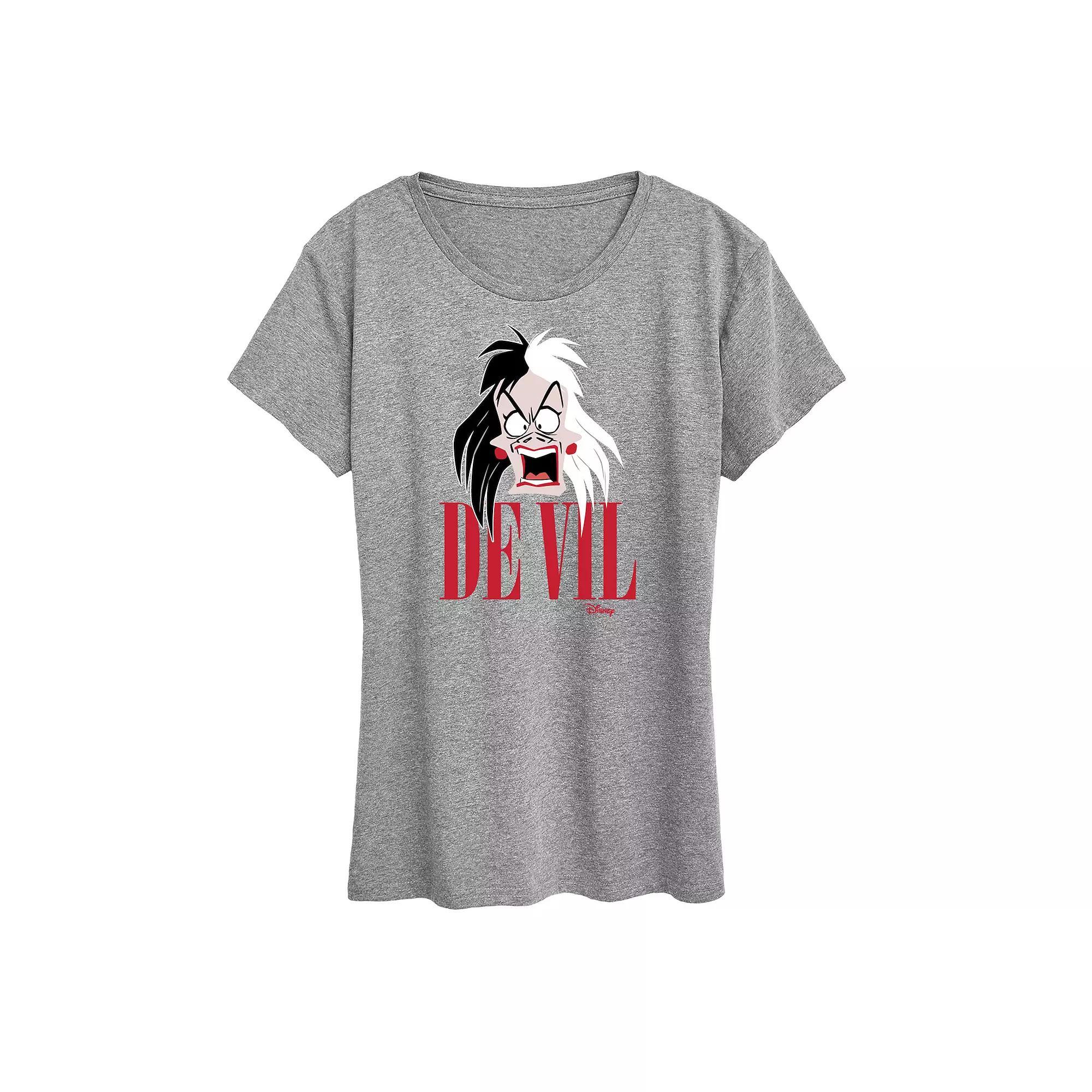 Disneys 101 Dalmations Cruella Womens Graphic Tee Heather Grey Product Image