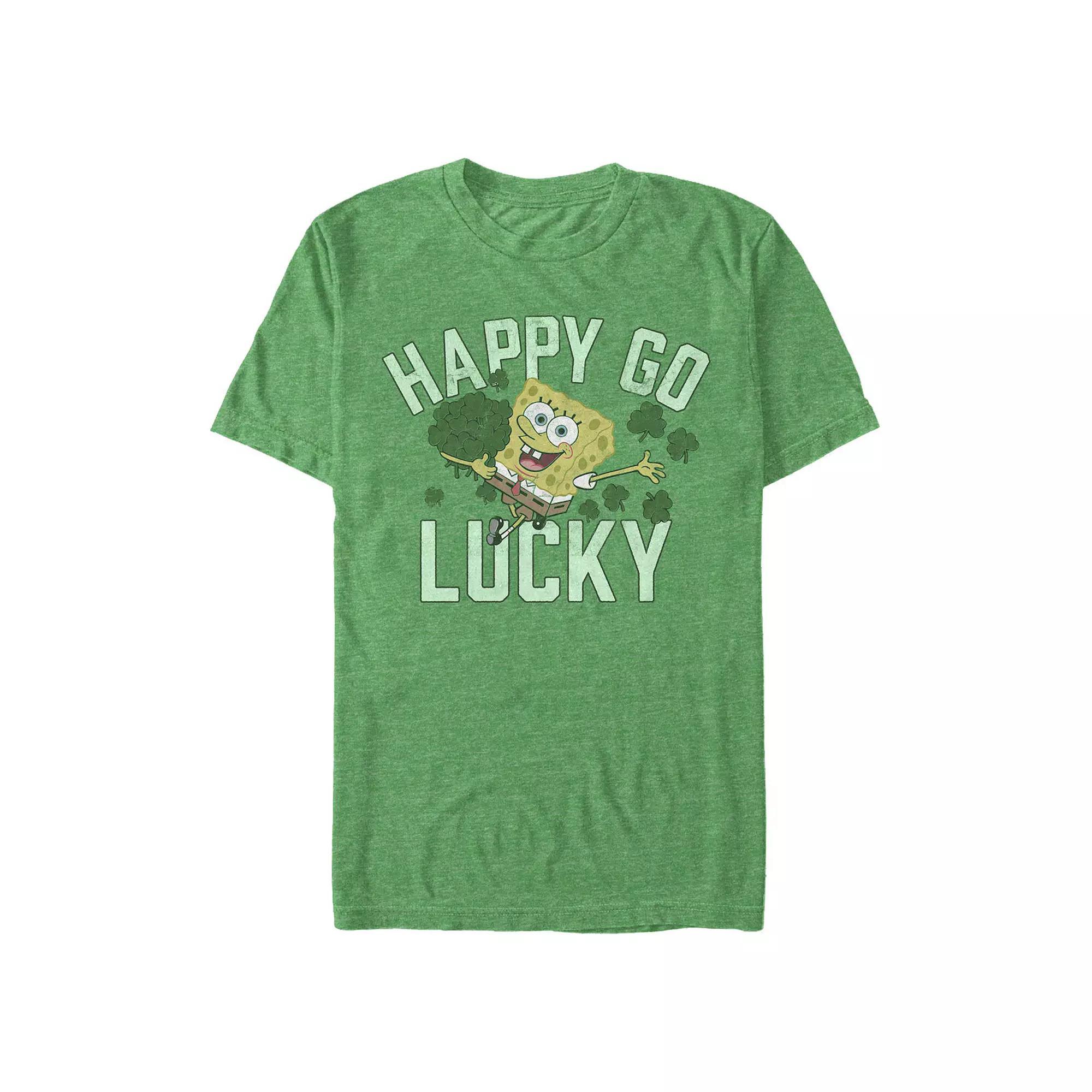 Big & Tall SpongeBob SquarePants Happy Go Lucky Graphic Tee, Men's, Size: Large Tall, Kelly Grey Product Image