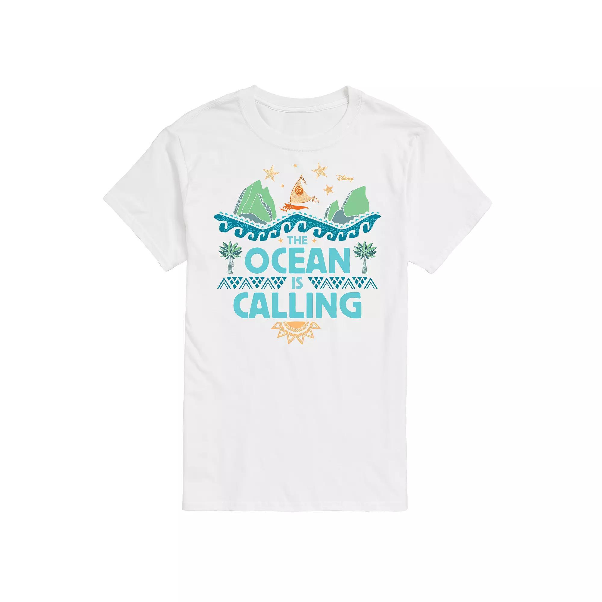 Disney's Moana Men's The Ocean Is Calling Graphic Tee, Size: Medium, Blue Product Image