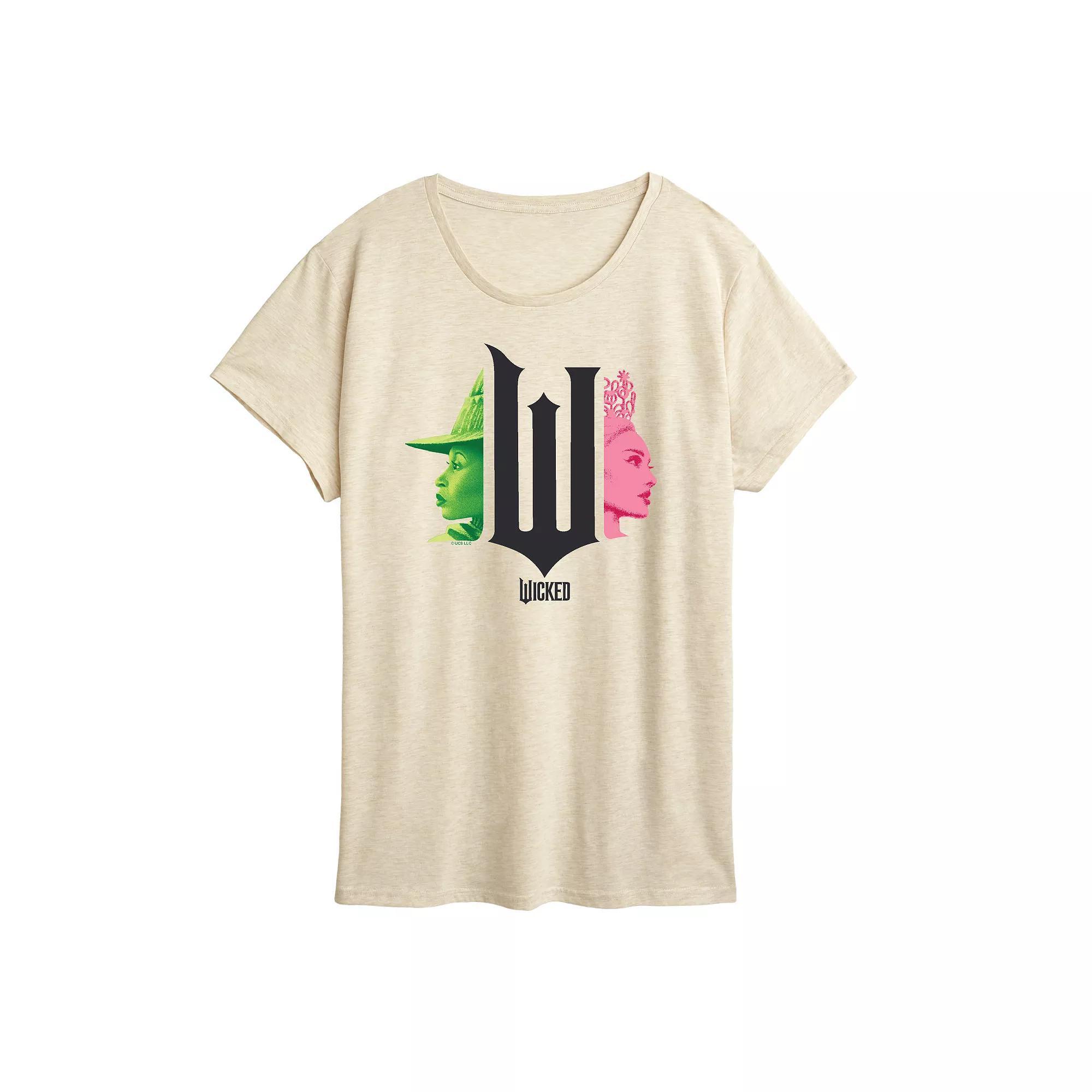 Womens Wicked Elphaba & Glinda Graphic Tee Brown Product Image