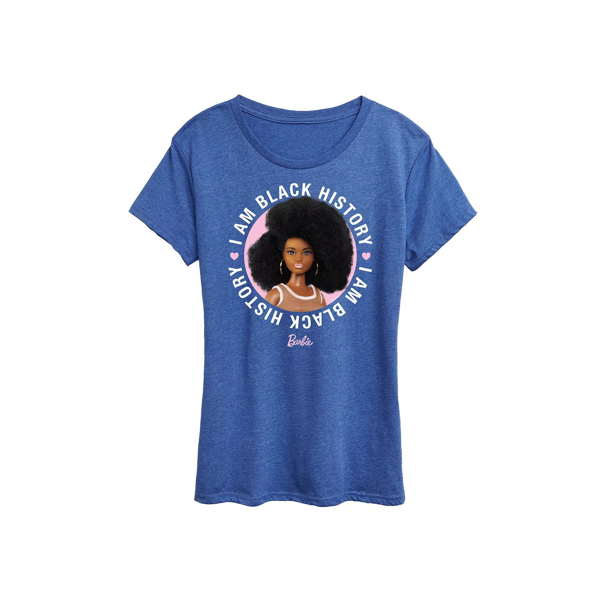 Womens Barbie I Am Black History Graphic Tee Grey Royal Blue Product Image