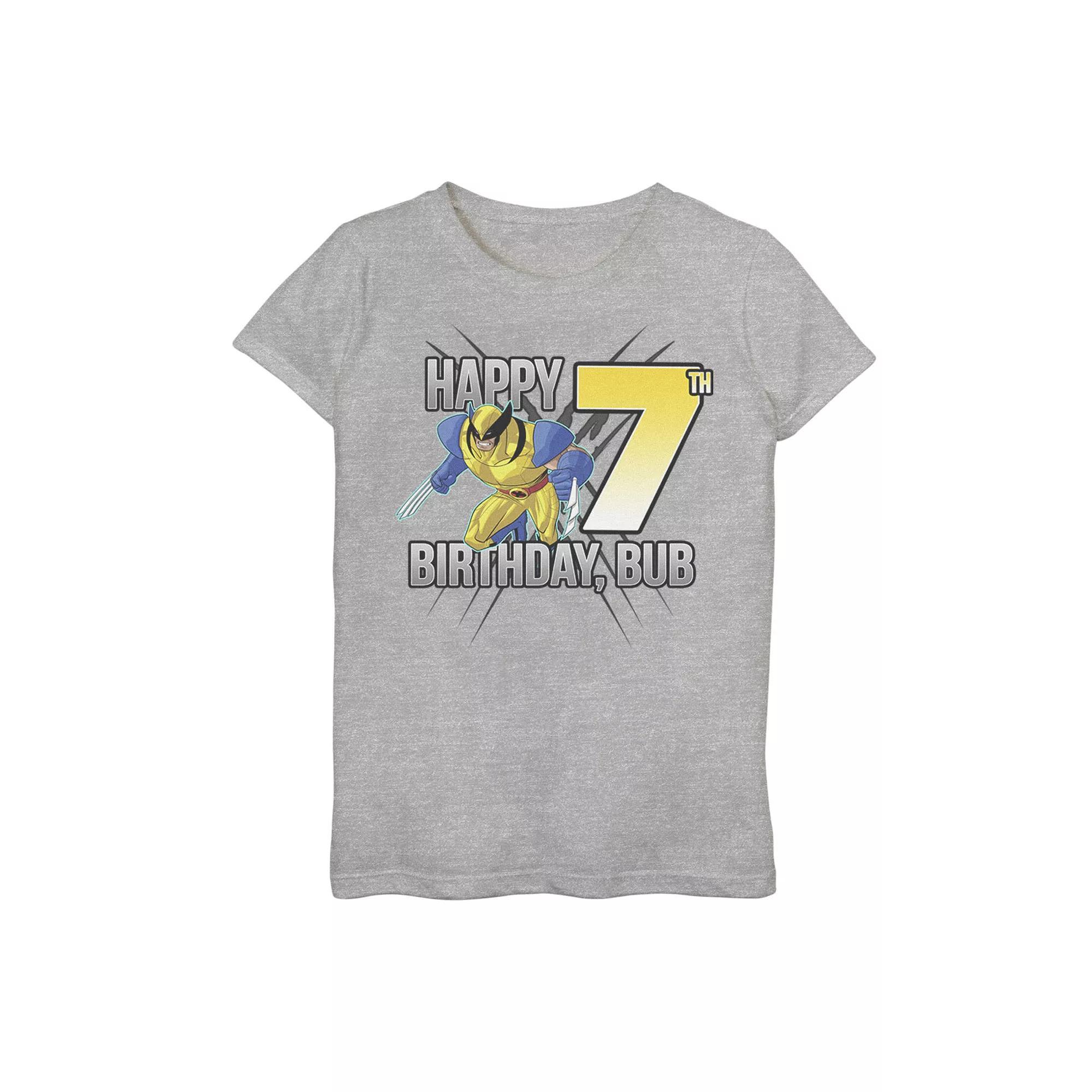 Girls 7-16 Marvel X-Men Wolverine Happy 7th Birthday Bub Graphic Tee, Girl's, Size: Small, Athletic Grey Product Image