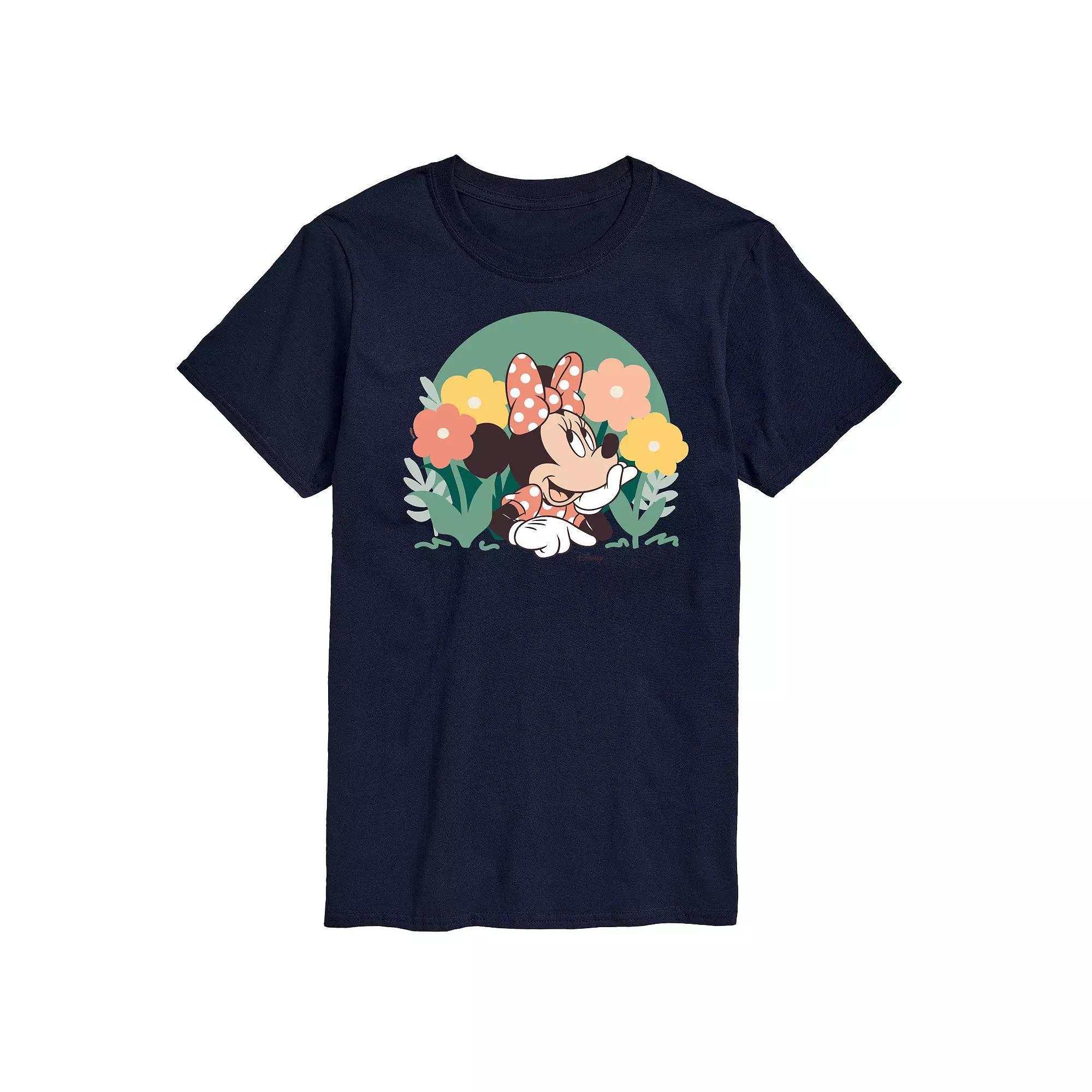 Disney's Minnie Mouse Men's Flowers Graphic Tee, Size: XL, Blue Product Image