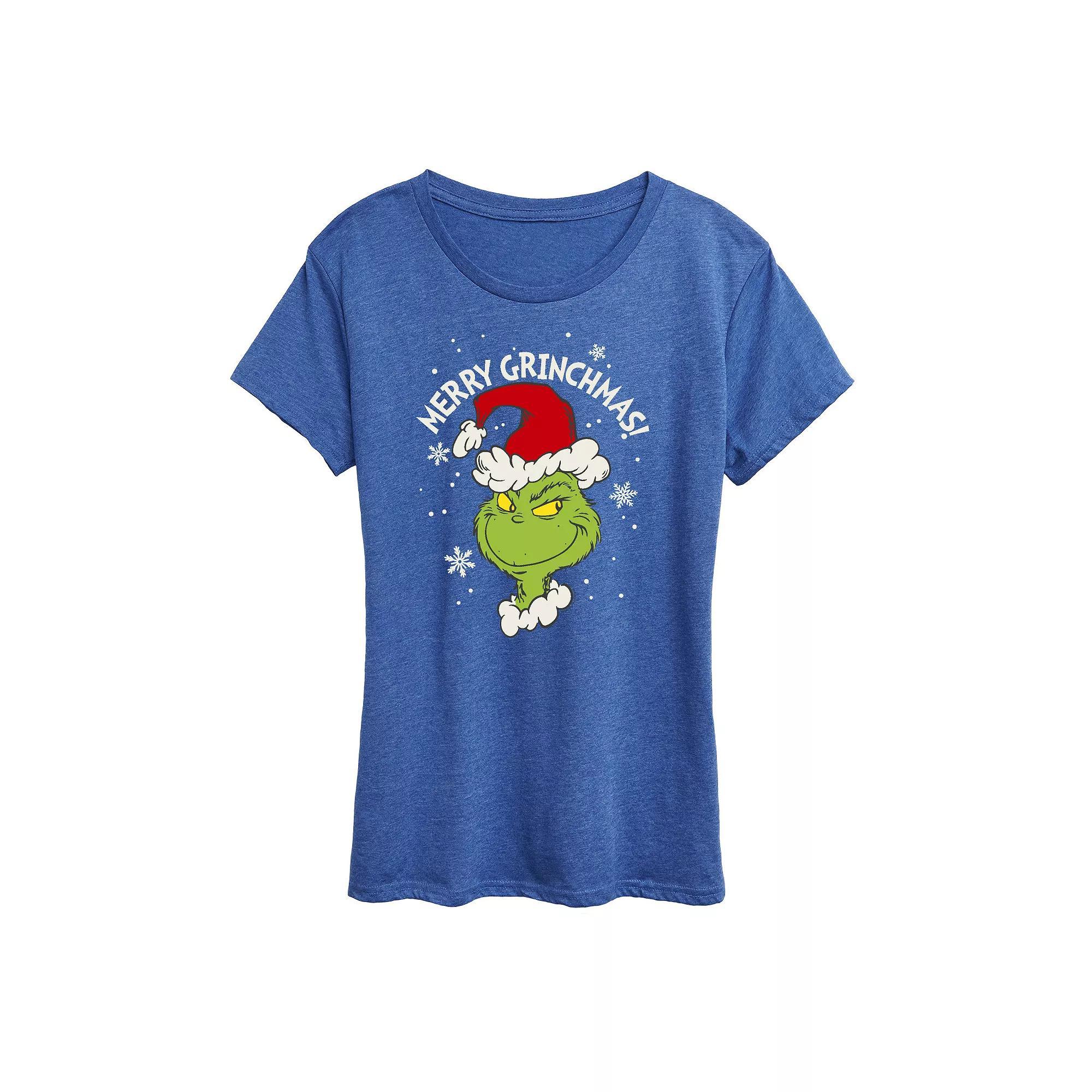 Women's Dr. Seuss The Grinch Merry Grinchmas Graphic Tee, Girl's, Size: XXL, Grey Royal Blue Product Image