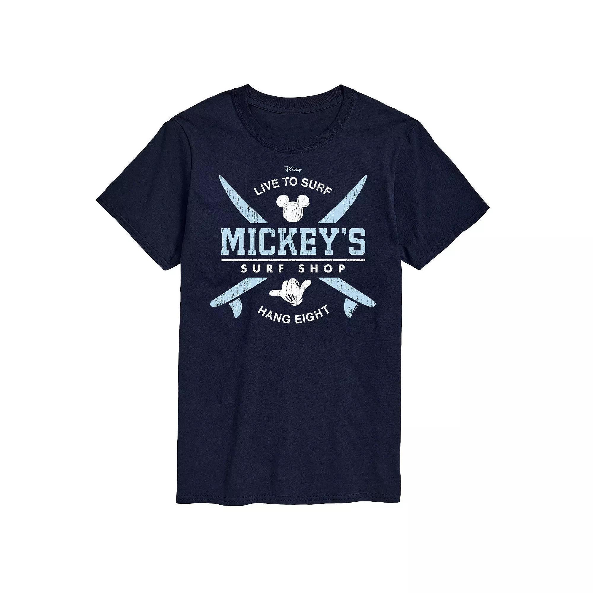 Disneys Mickey Mouse Big & Tall Surf Shop Graphic Tee, Mens Blue Product Image