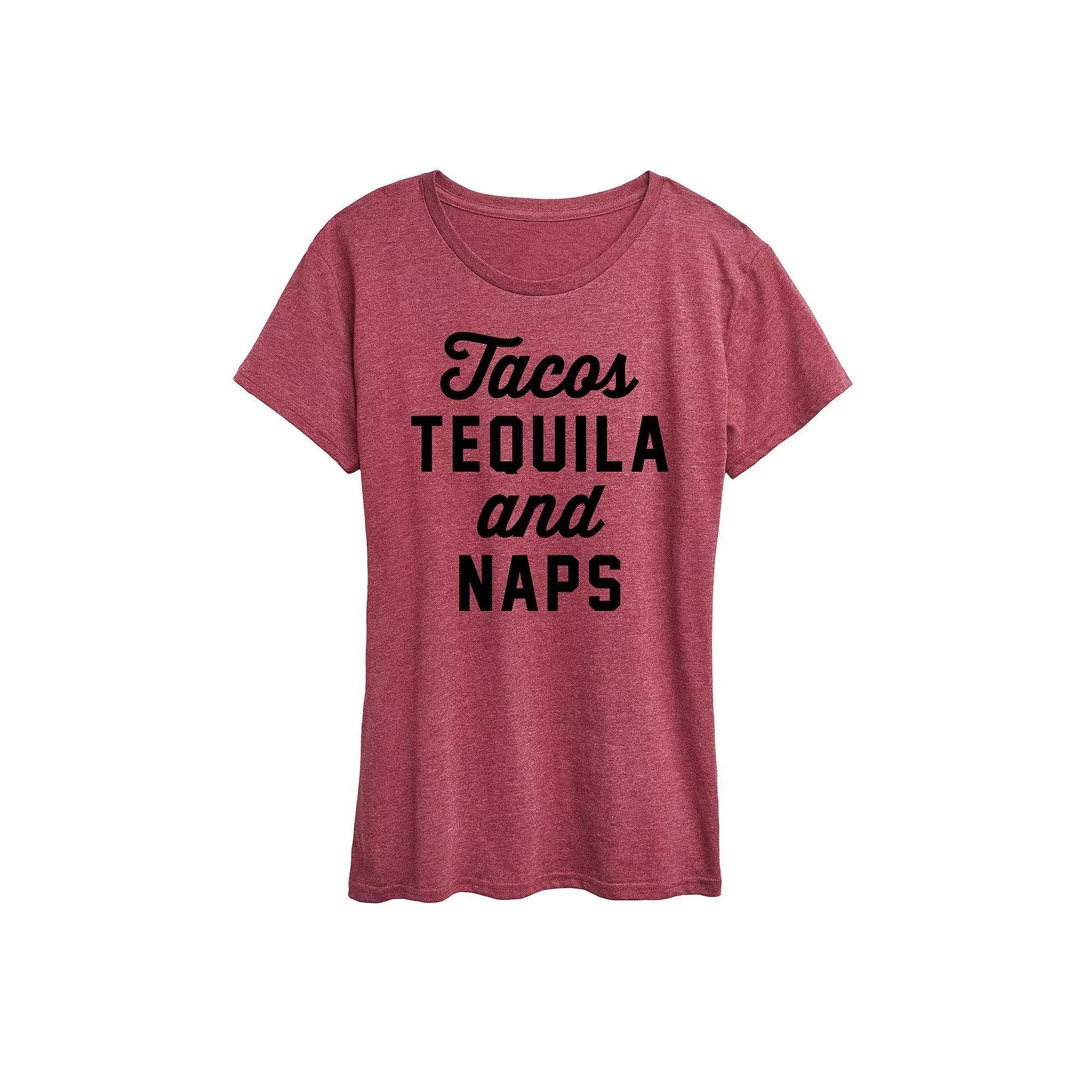 Womens Tacos Tequila And Naps Graphic Tee Grey Gray Product Image