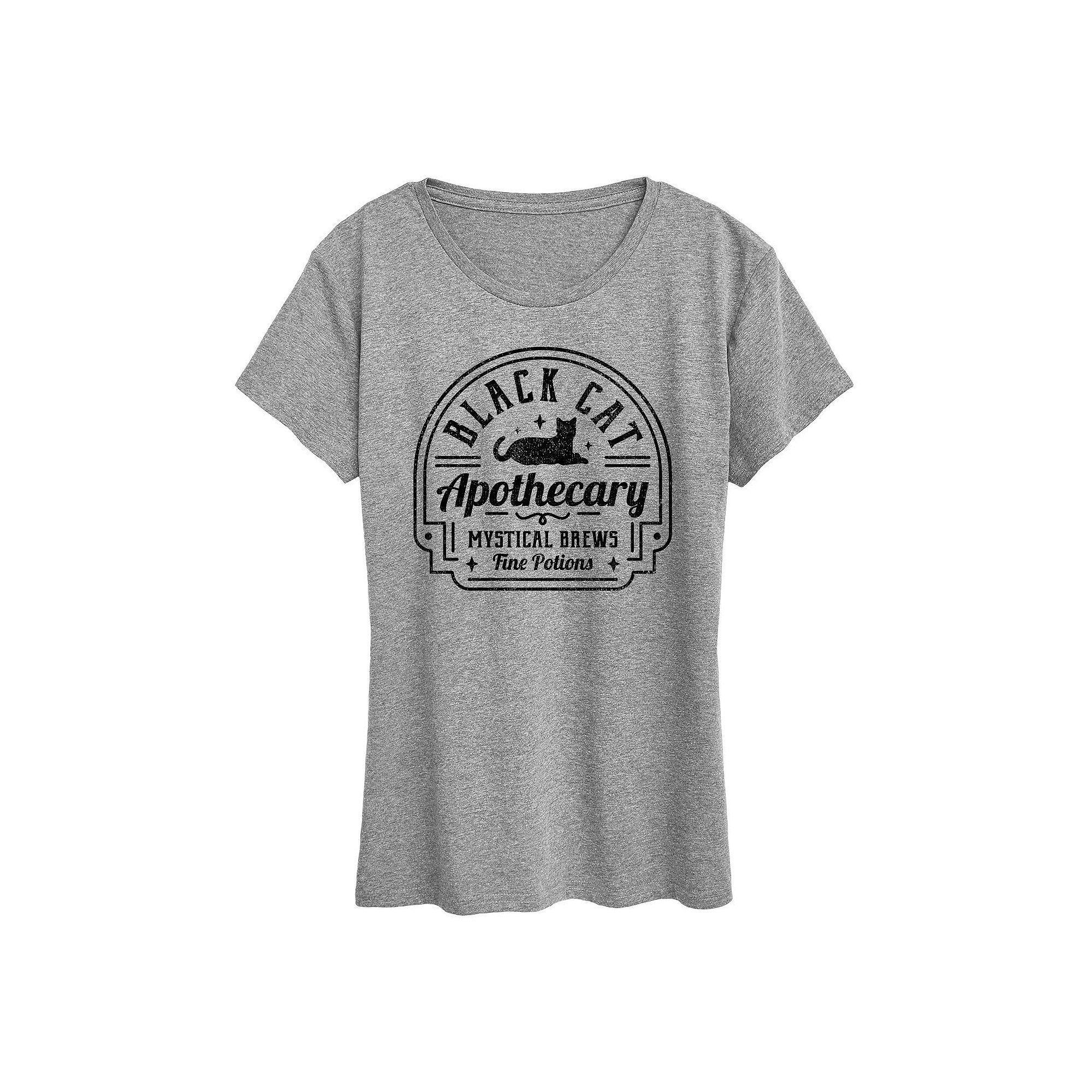 Womens Black Cat Apothecary Sign Halloween Tee, Girls Product Image