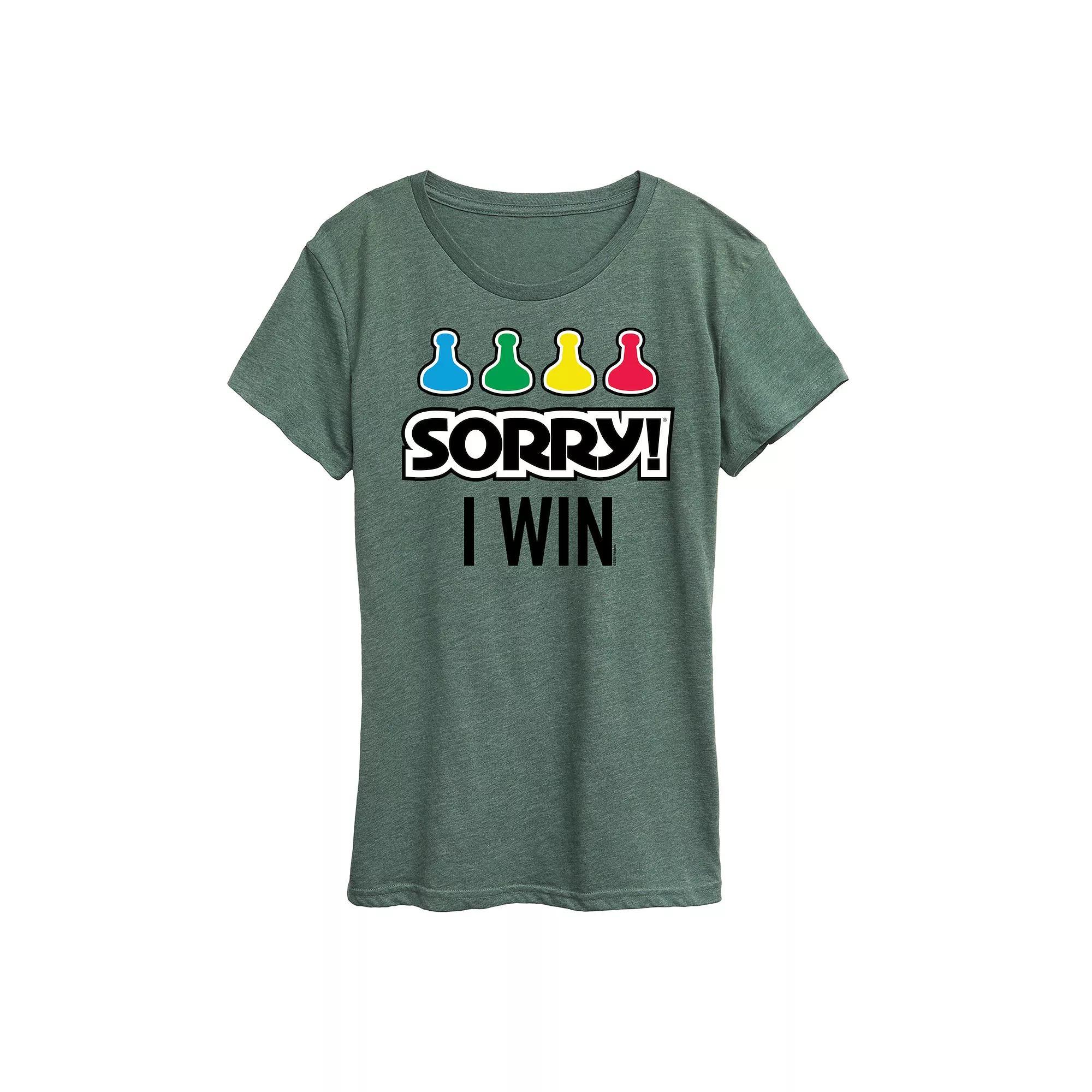 Womens Sorry Sorry I Win Tee Graphic Tee by Hasbro Grey Green Product Image