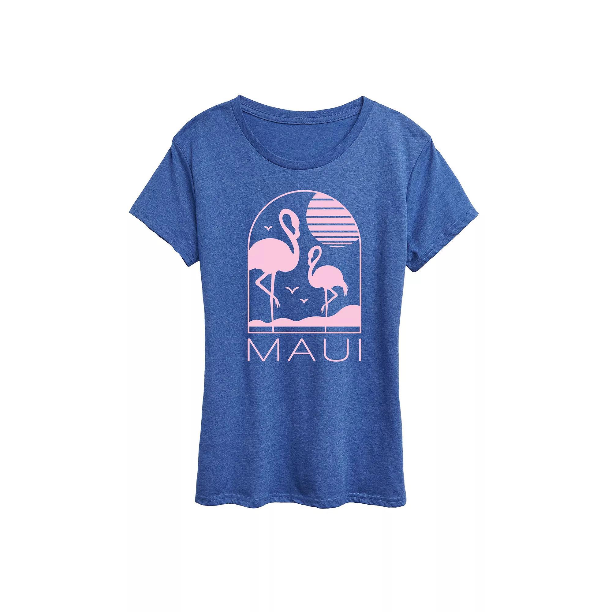 Womens Maui Flamingos Graphic Tee Heather Grey Product Image