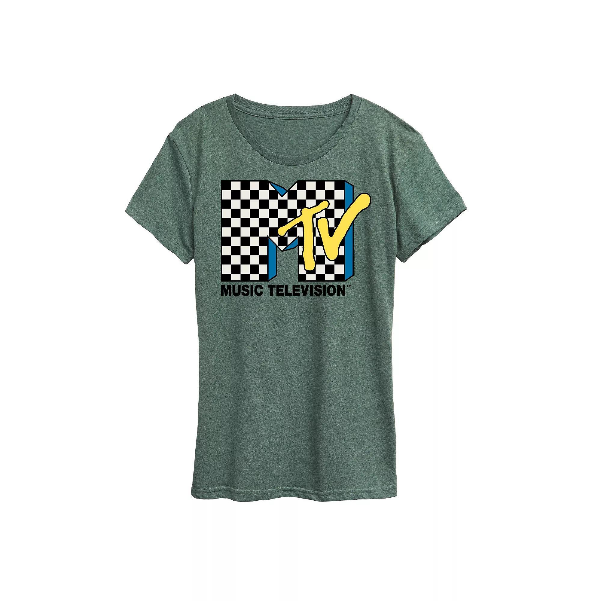 Womens MTV Checkered Logo Graphic Tee, Girls Product Image