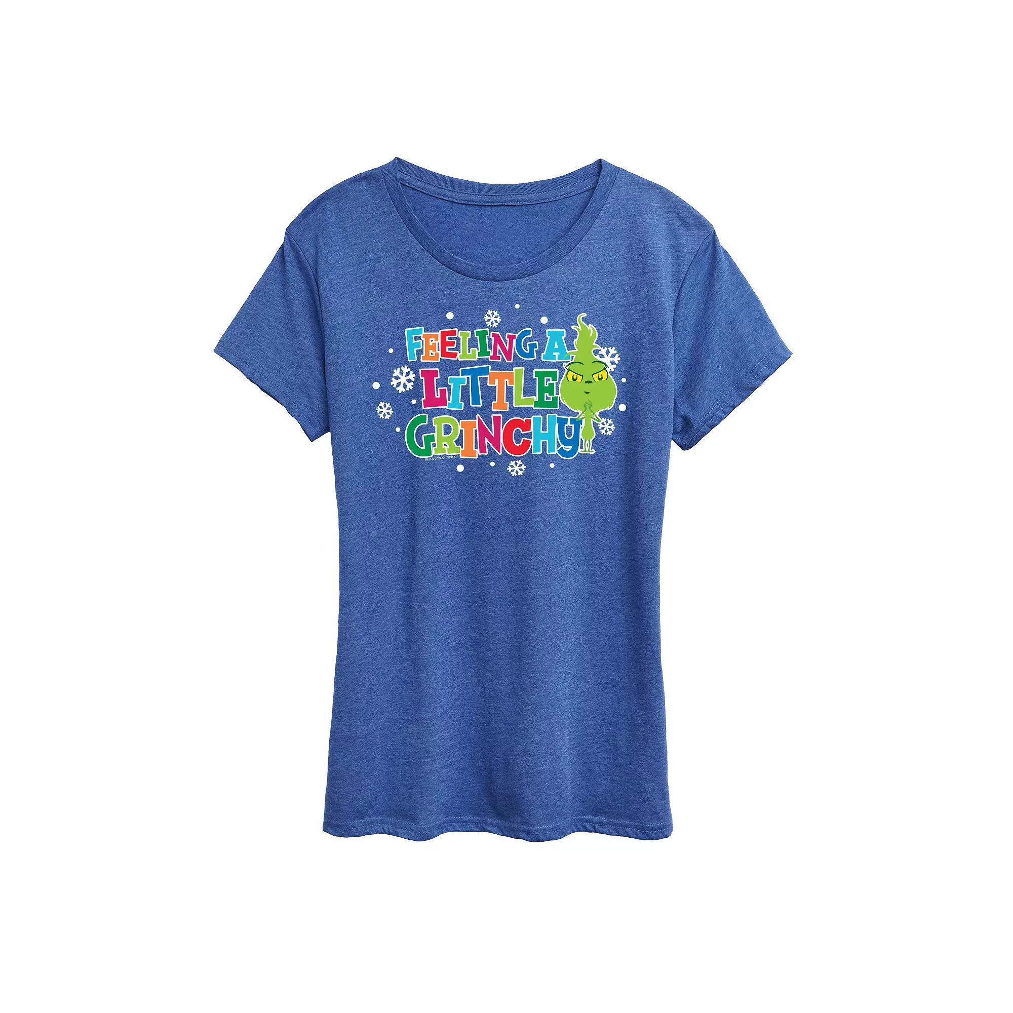 Womens Dr. Seuss Little Grinch A Little Grinchy Graphic Tee, Girls Grey Blue Product Image