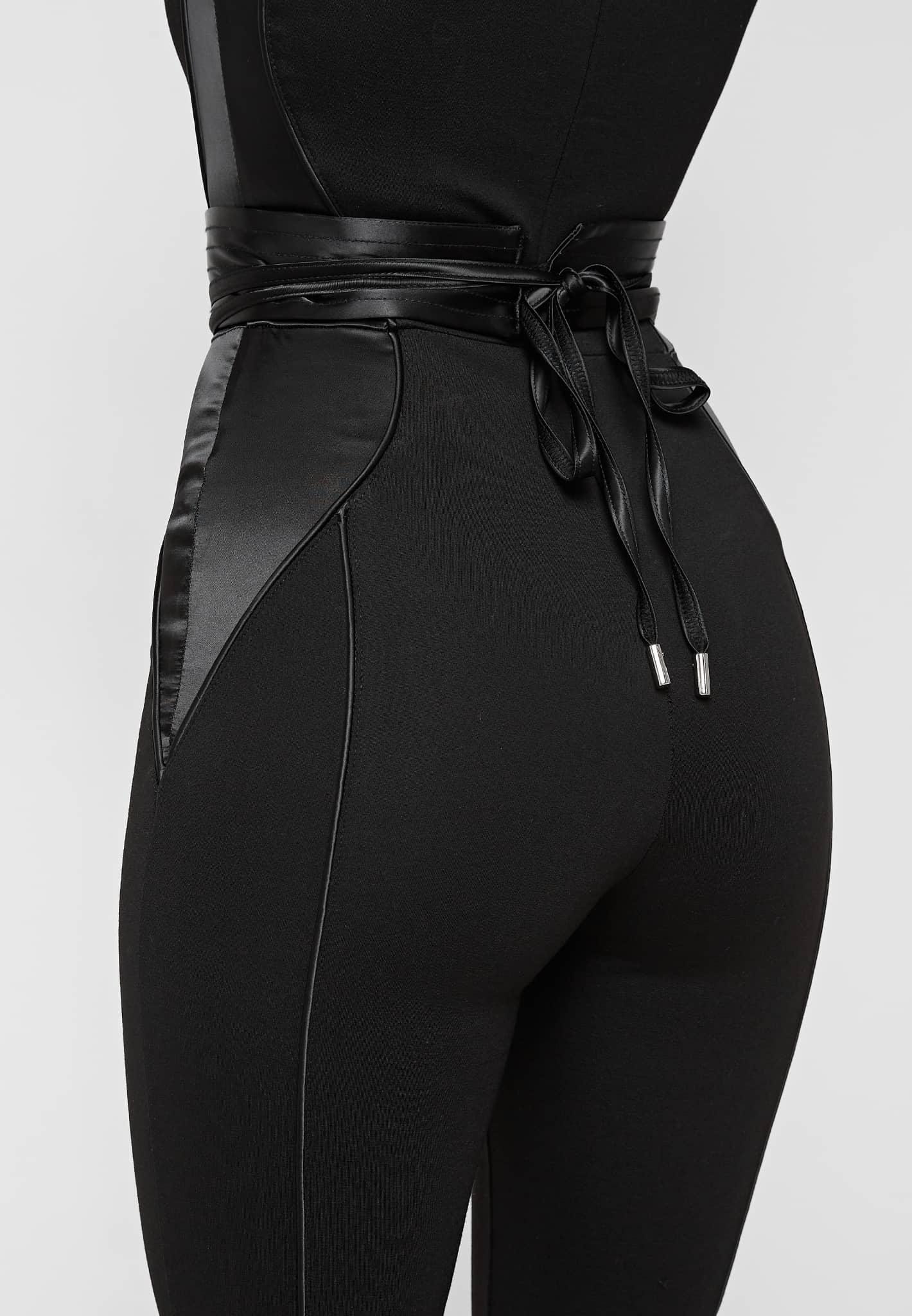 Satin Contour Flared Jumpsuit - Black Female Product Image